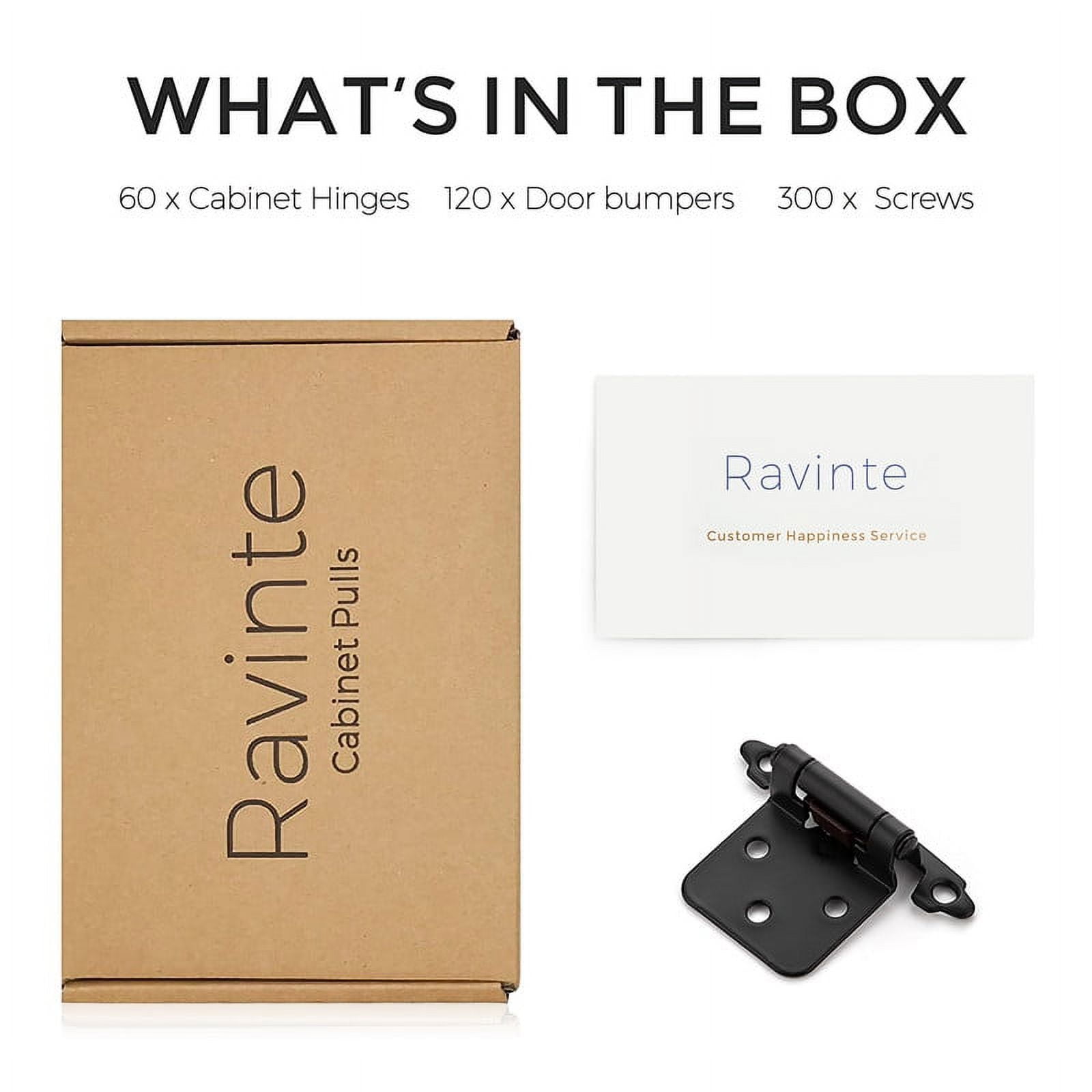 Ravinte 60 Packs 30 Pairs 3/8" Inset Inset Cabinet Hinges Matte Black Self Closing Hinges for Kitchen Cabinets & Doors - Image 4