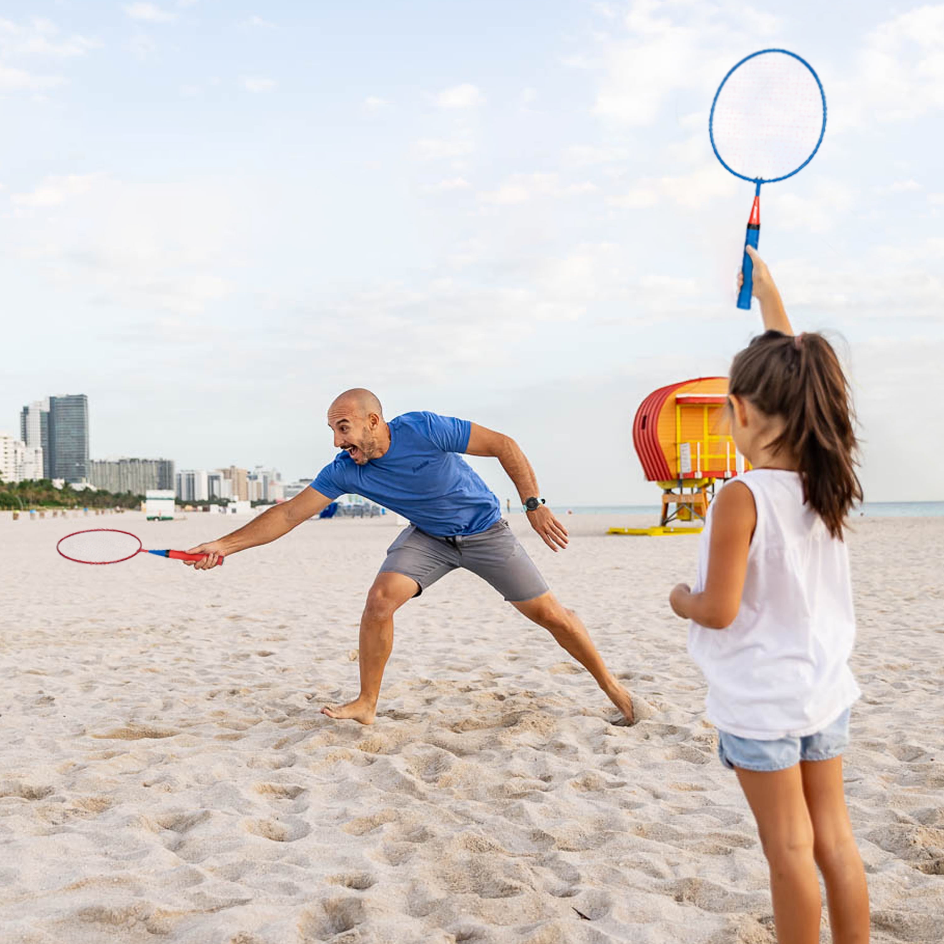 Franklin Sports Kids Jumbo Badminton Racket Set - Smashminton Kids Oversize Badminton Rackets Set - 2 Player Backyard + Beach Youth Badminton Set with Birdies + Jumbo Rackets Included - Image 6