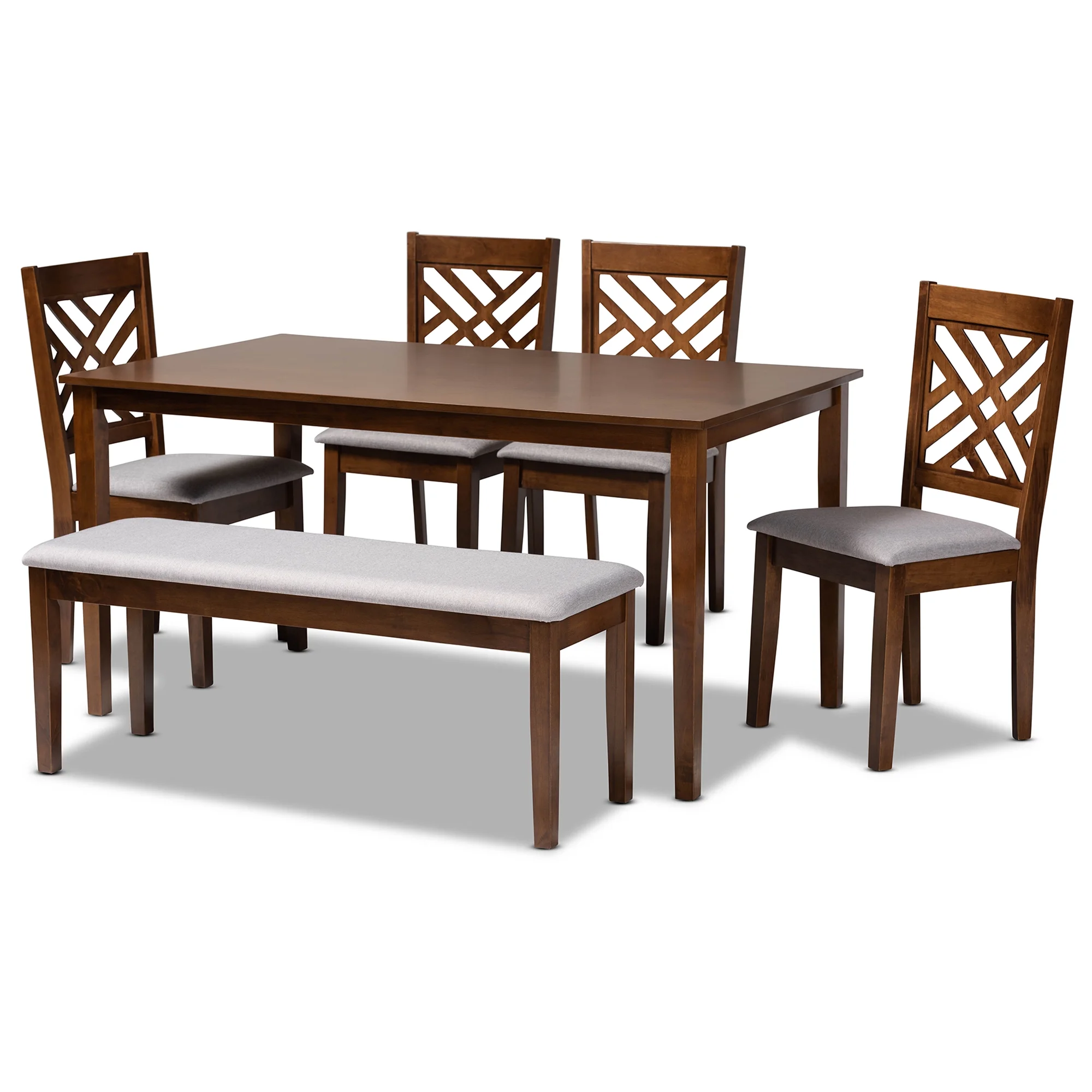 Baxton Studio Gustavo Modern Dining Set, Walnut - Image 4