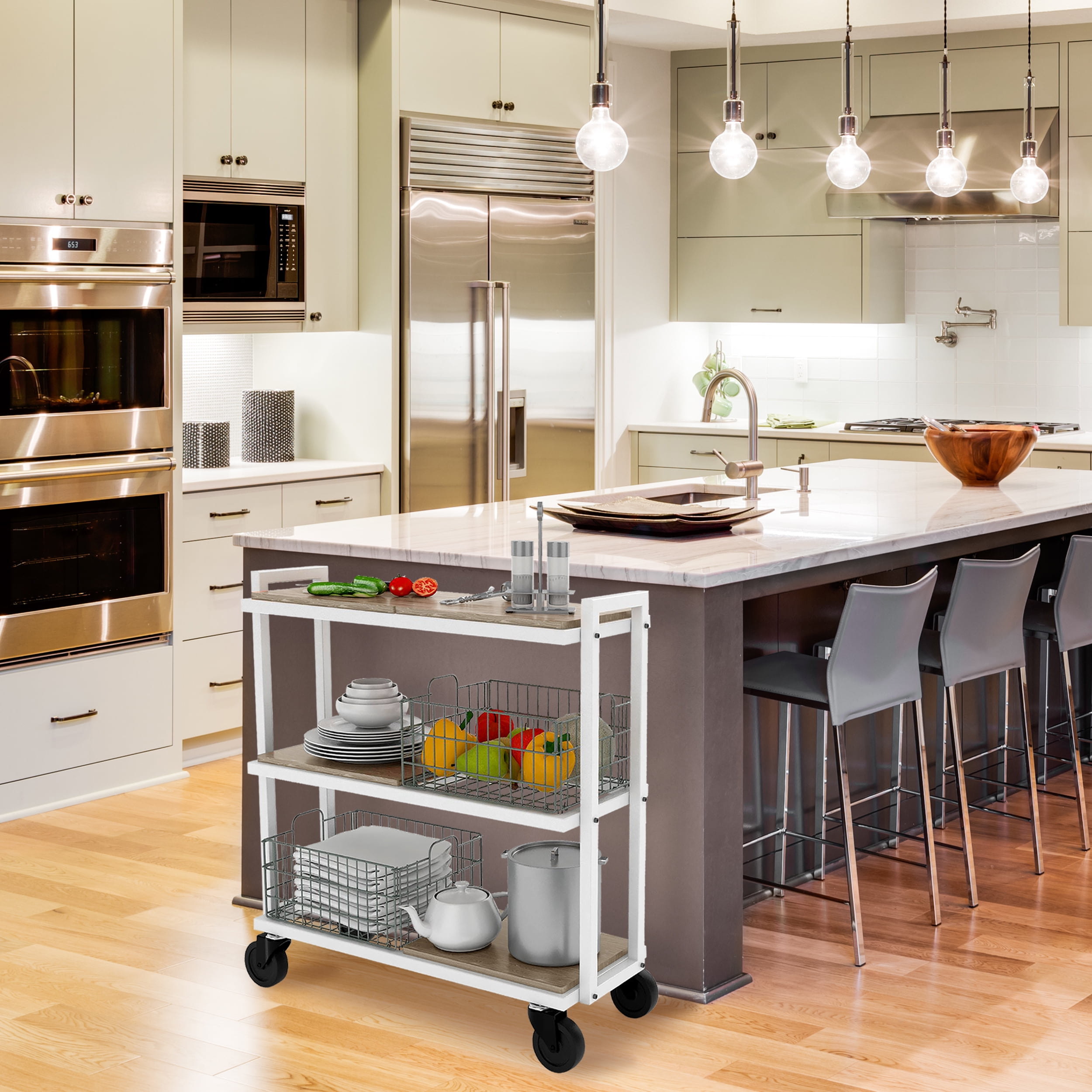 Atlantic Narrow Large Metal and Wire Cart System 3-Tier in White - Image 3