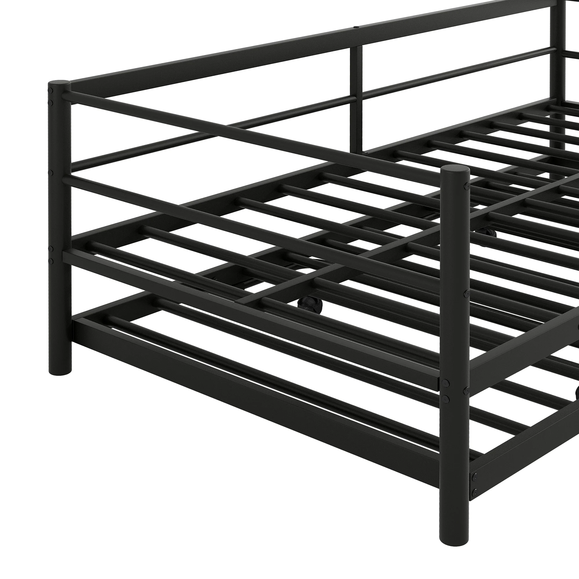 Euroco Metal Daybed with Trundle, Twin, Solid Platform Bed with Pop up Trundle Bed for Bedroom - Image 5