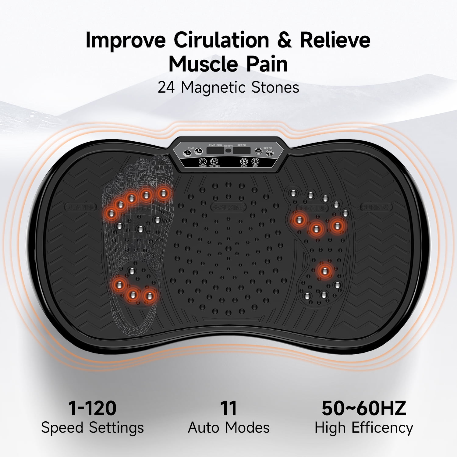 LNOW Vibration Plate Exercise Machine, Lymphatic Drainage Machine, Whole Body Workout Vibration Platform w/ 2 Resistance Bands for Wellness and Fitness-Black - Image 11