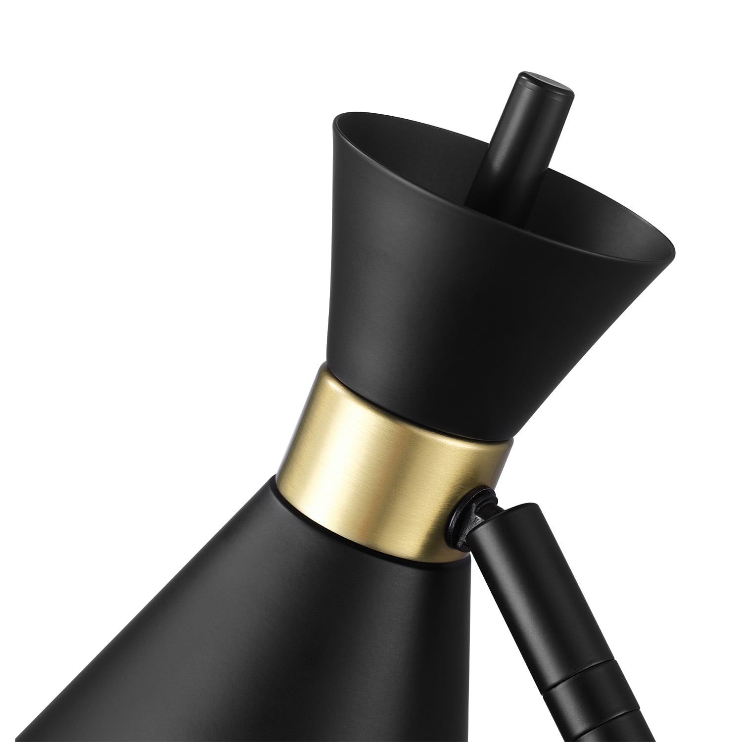 16" Matte Black Desk Lamp with Matte Brass Accents and Metal Shade - Image 4