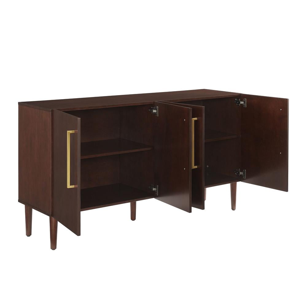 Crosley Furniture Everett 2 Large Cabinets Modern Wood Sideboard in Mahogany - Image 7
