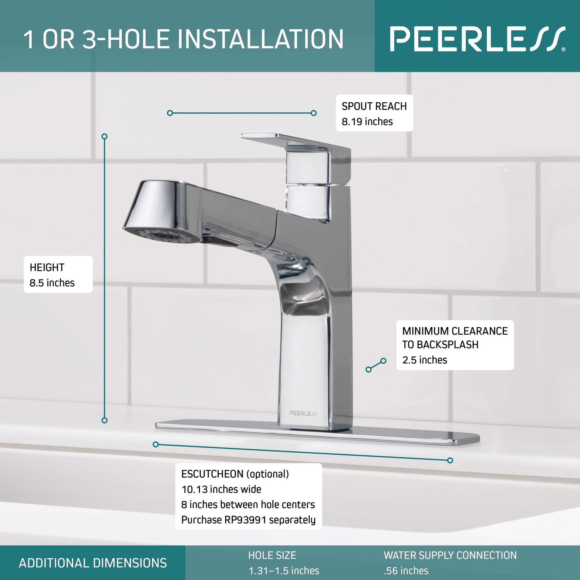 Peerless Xander Single-Handle Pullout Kitchen - P6919LF - Chrome - Image 5