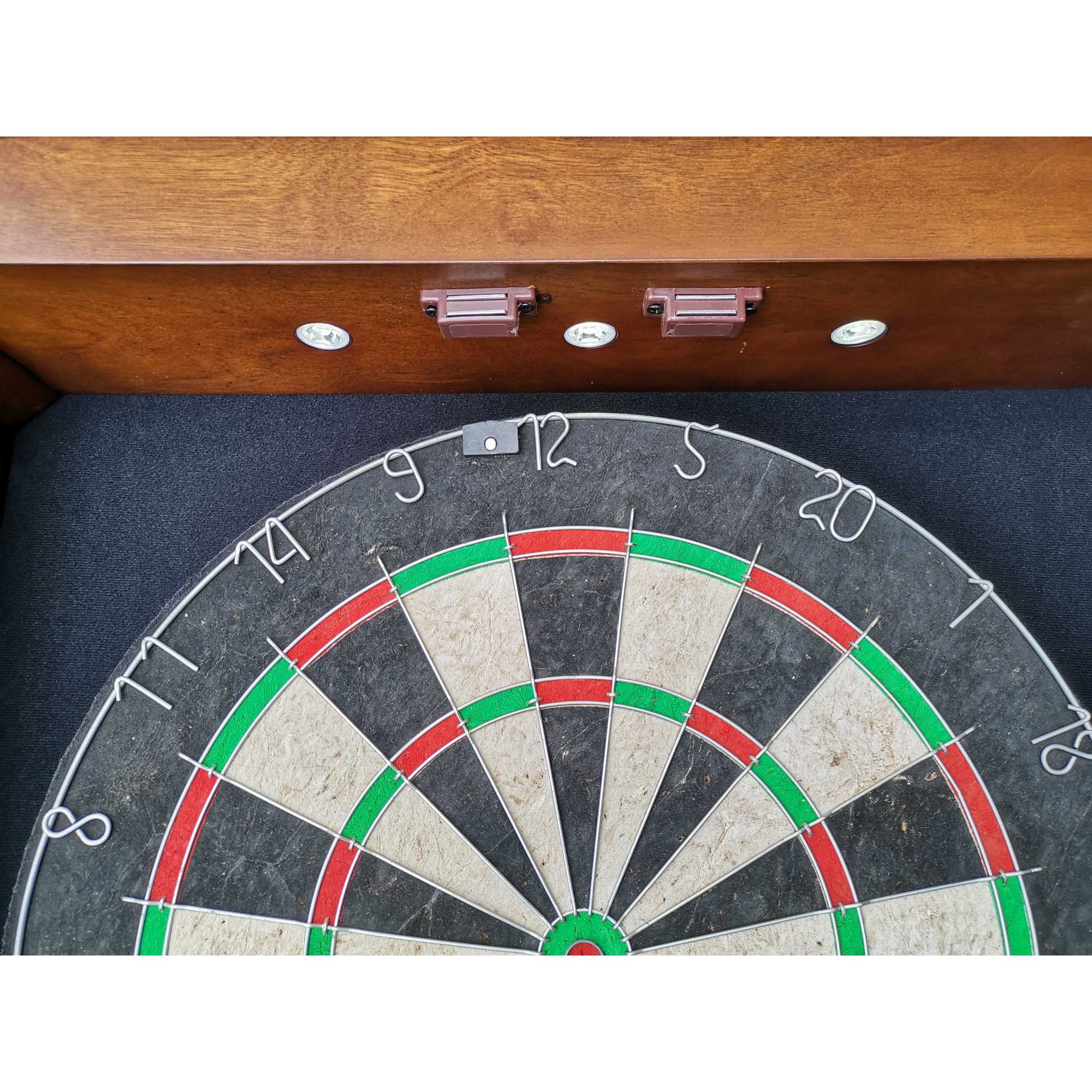 Hathaway Farmington Bristle Dartboard and Cabinet Set - Walnut Finish - Image 9