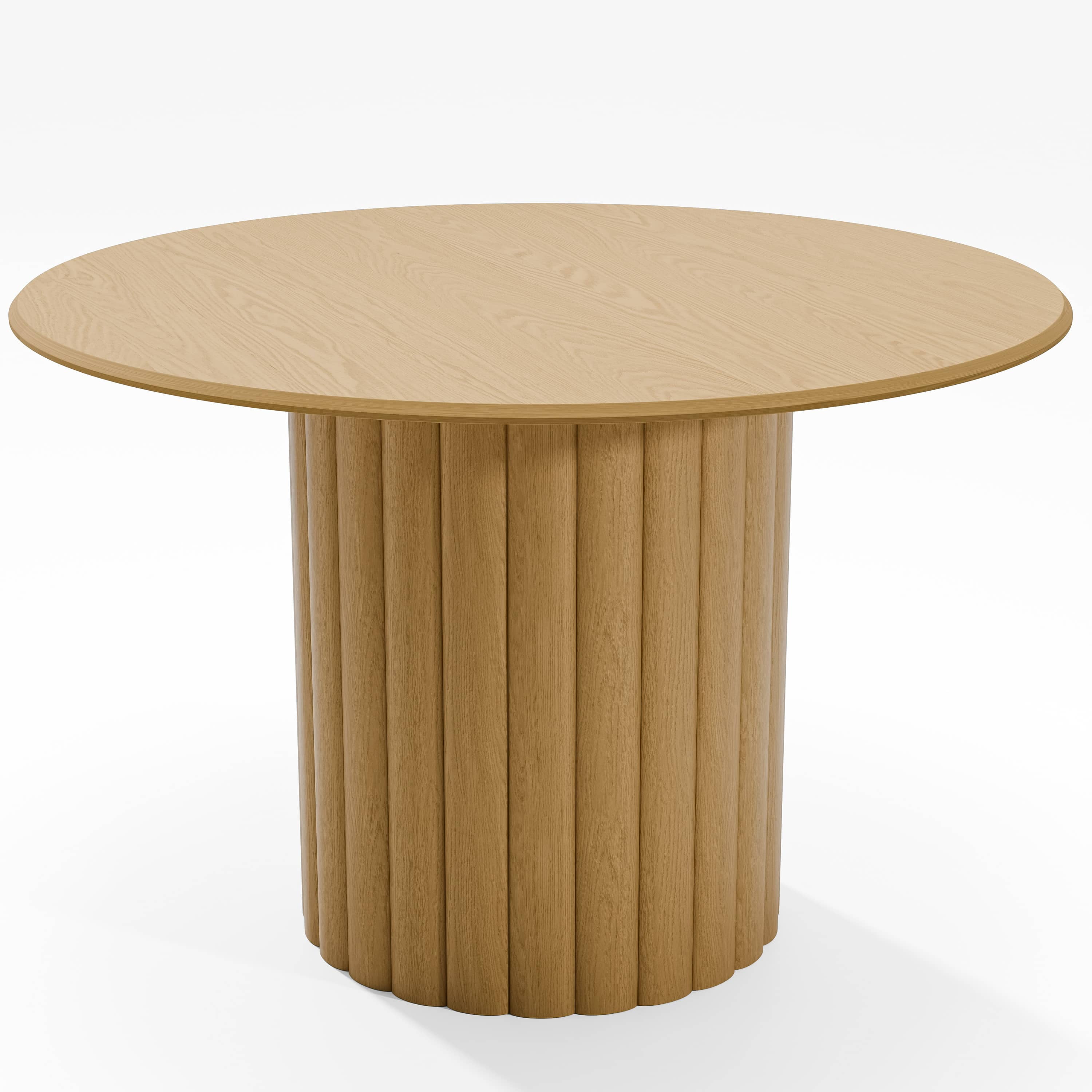 Dovelina 46" Wooden Round Modern Dining Table for Dining Room Kitchen, Natural Wood - Image 3