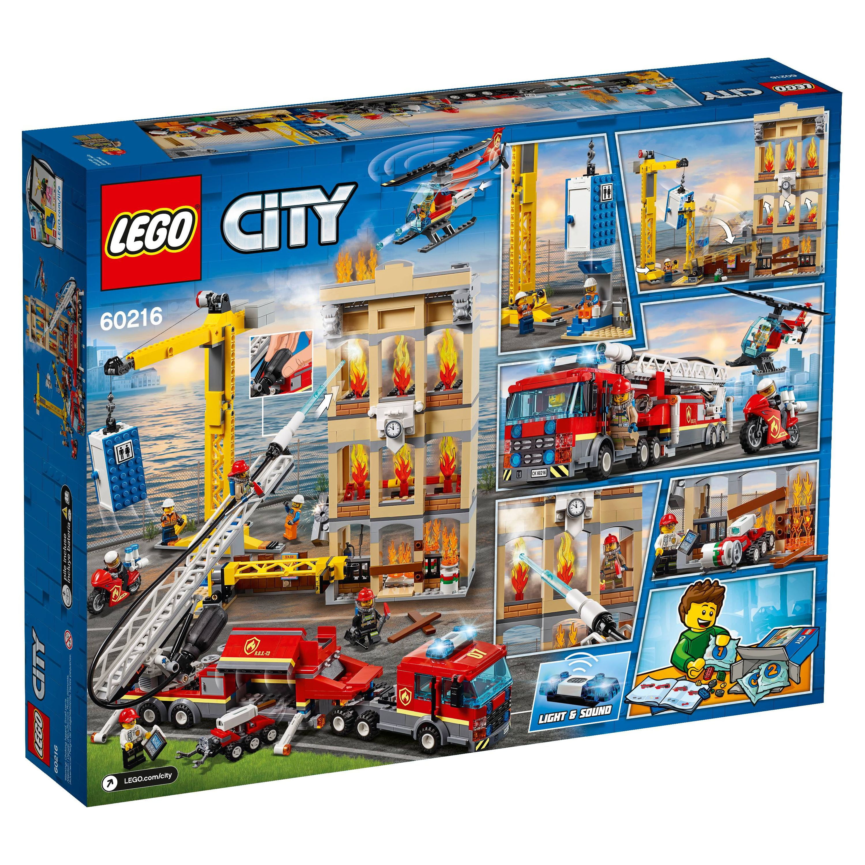 LEGO City Fire Downtown Fire Brigade 60216 Firetruck and Helicopter Rescue Toy - Image 5