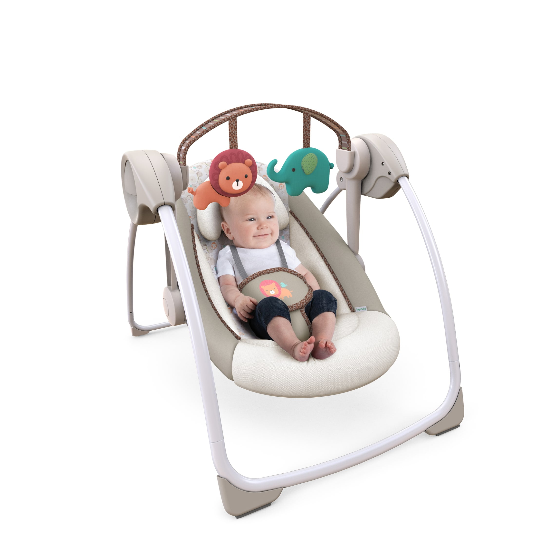 Ingenuity Soothe 'N Delight 6-Speed Portable Baby Swing with Music - Cozy Kingdom, Ages 0-9 Months, Unisex - Image 7