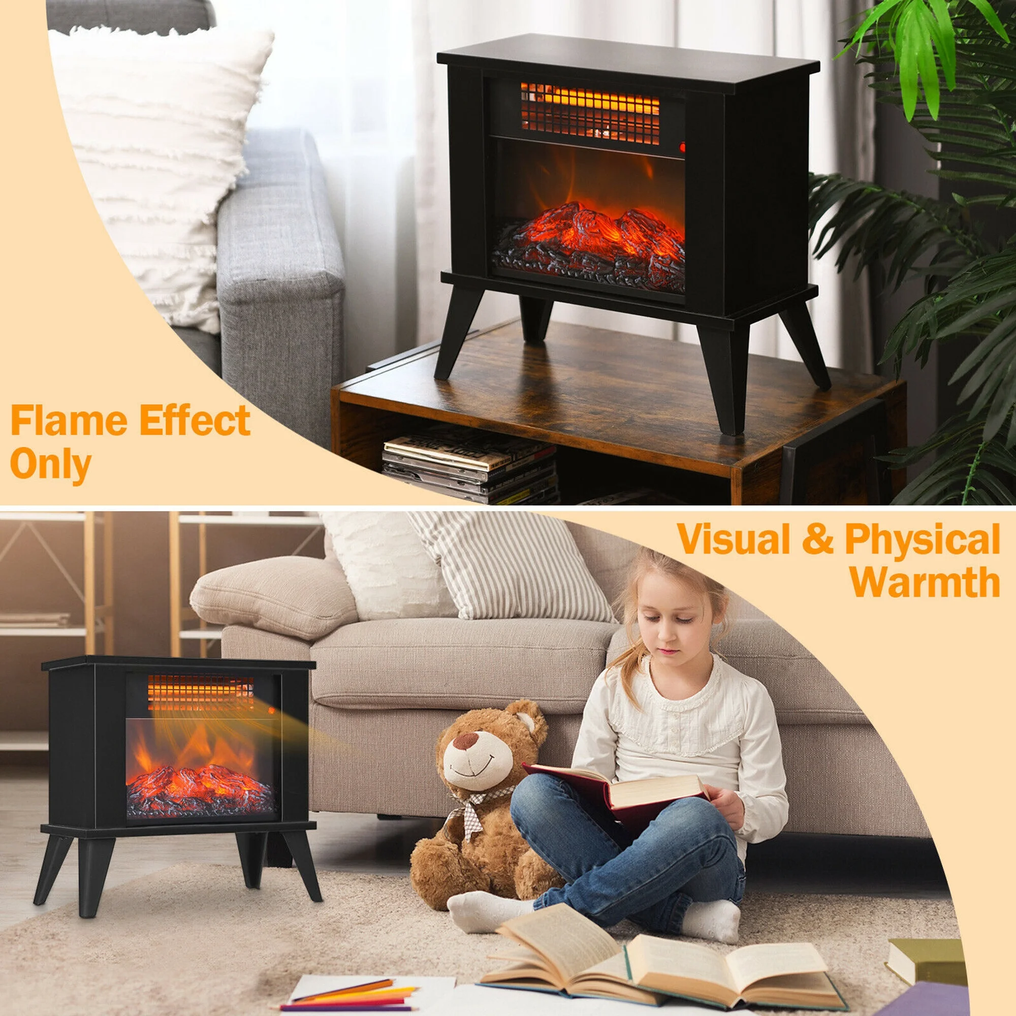 Gymax 14'' Portable Electric Fireplace Heater Mini Freestanding Infrared Stove - Image 10
