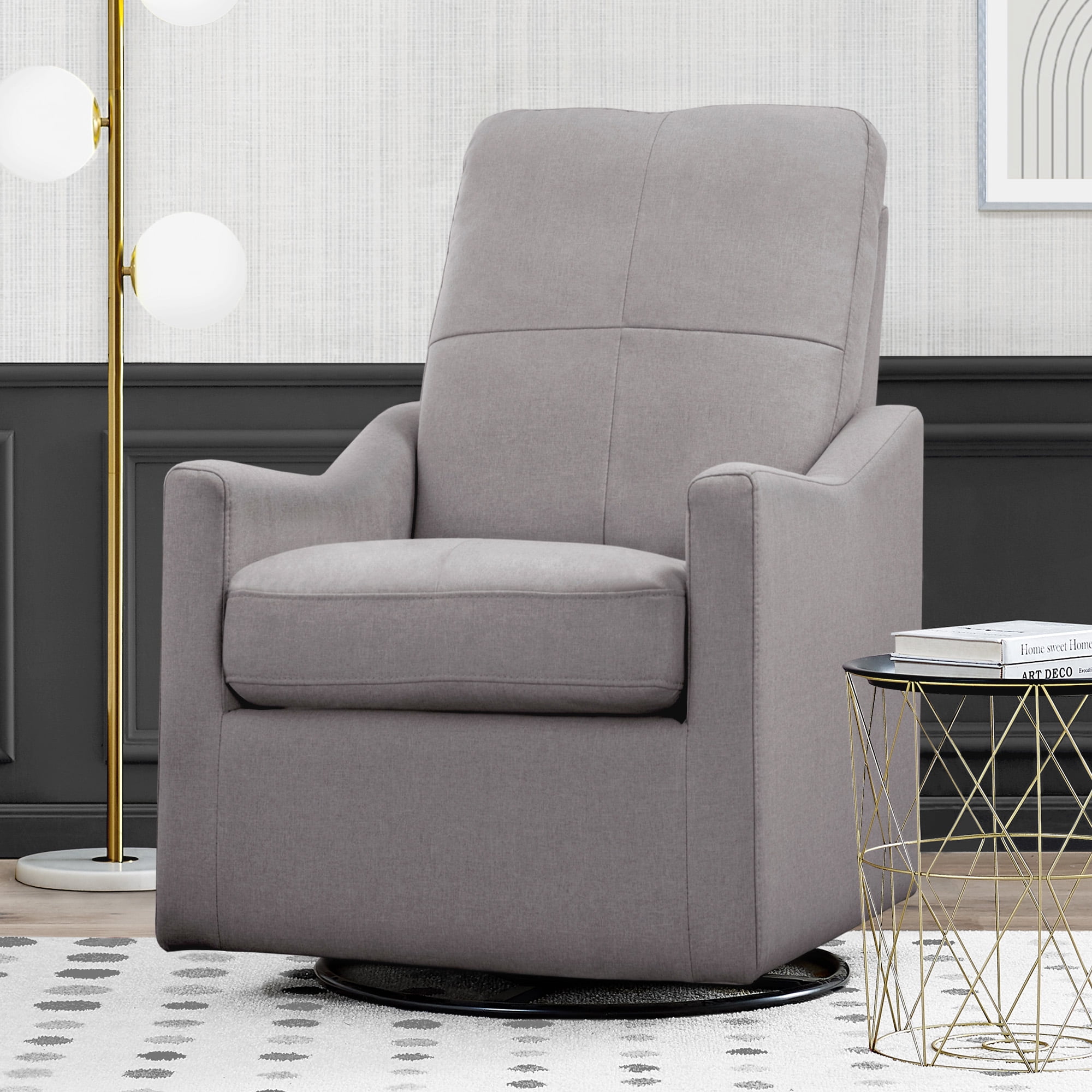 Delta Children Kenwood Slim Nursery Glider Swivel Rocker Chair, French Grey - Image 8