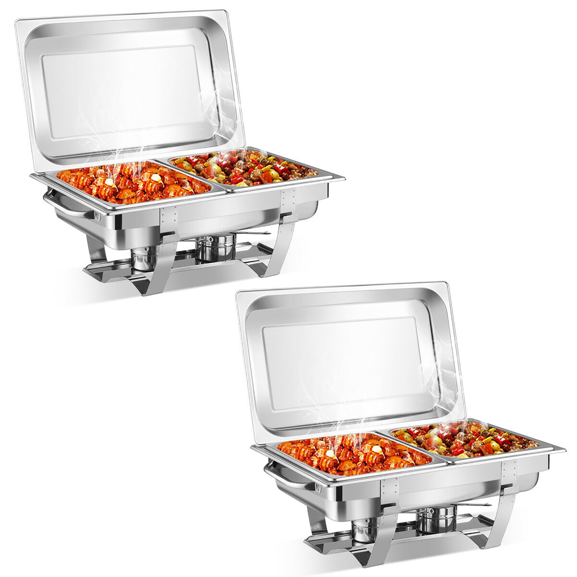 Costway 2 Packs Full Size Chafing Dish 9 Quart Stainless Steel Rectangular Chafer Buffet - Image 3