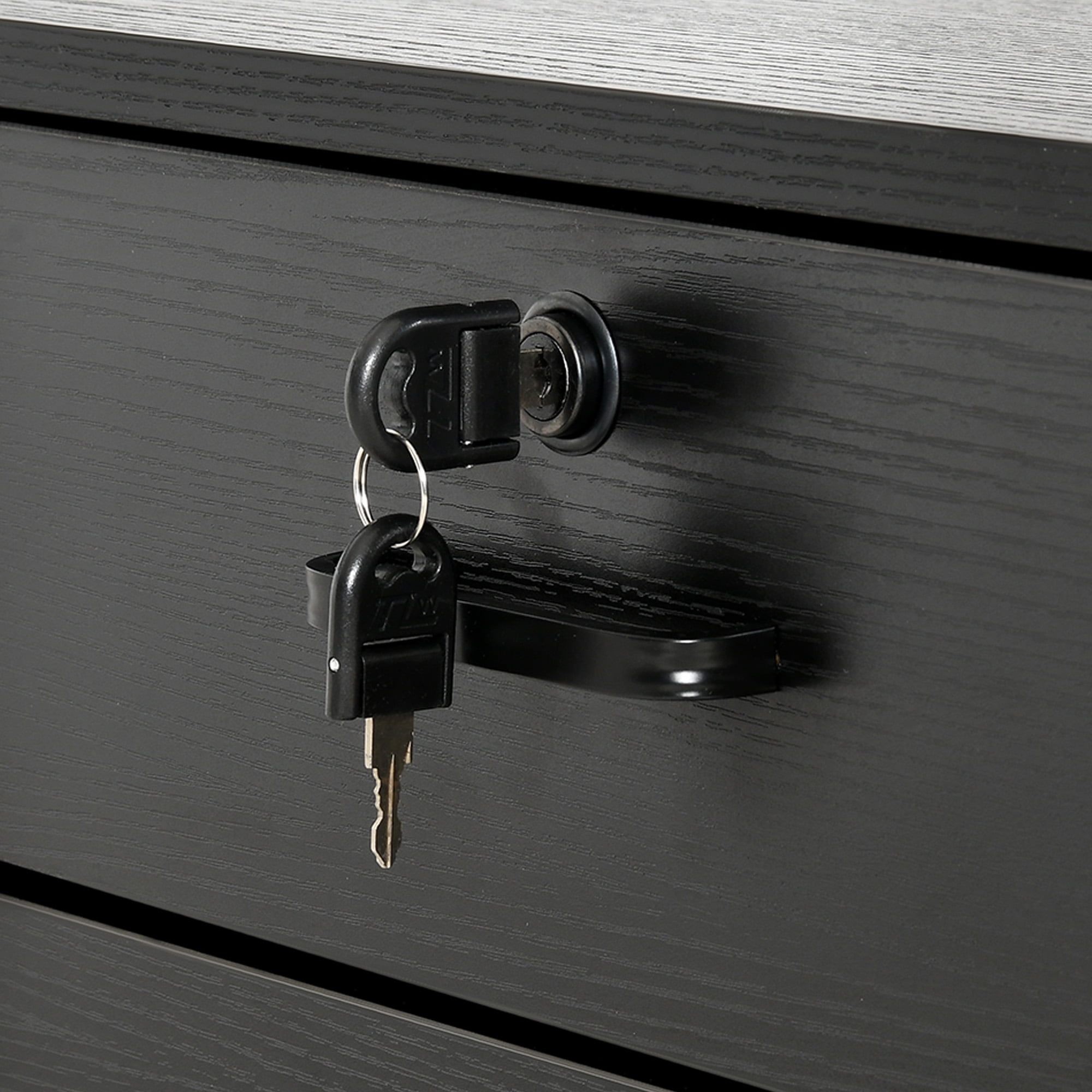 Dextrus L Shaped Desk with Power Outlets & LED Lights, Reversible Computer Desk with Drawers & Storage Shelves, Large U Shaped Desk, Black - Image 10