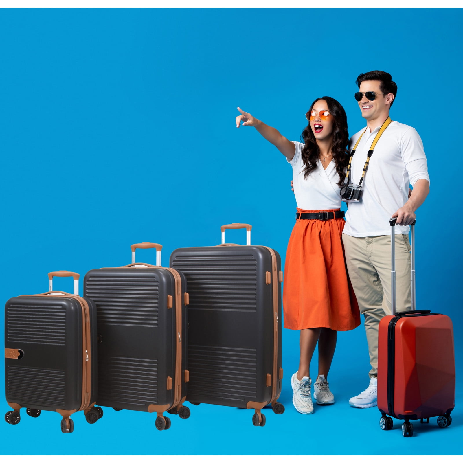 World Traveler Garland Hardside 3-Piece Luggage Set With USB Port - Black - Image 8