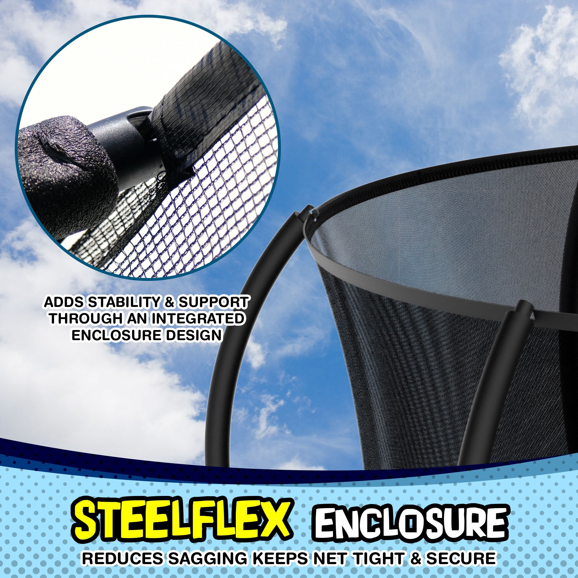 Sportspower TruJump PRO Trampoline 12FT with Curved Pole Enclosure & Jump Mat with Lifetime Warranty, AST - Image 9