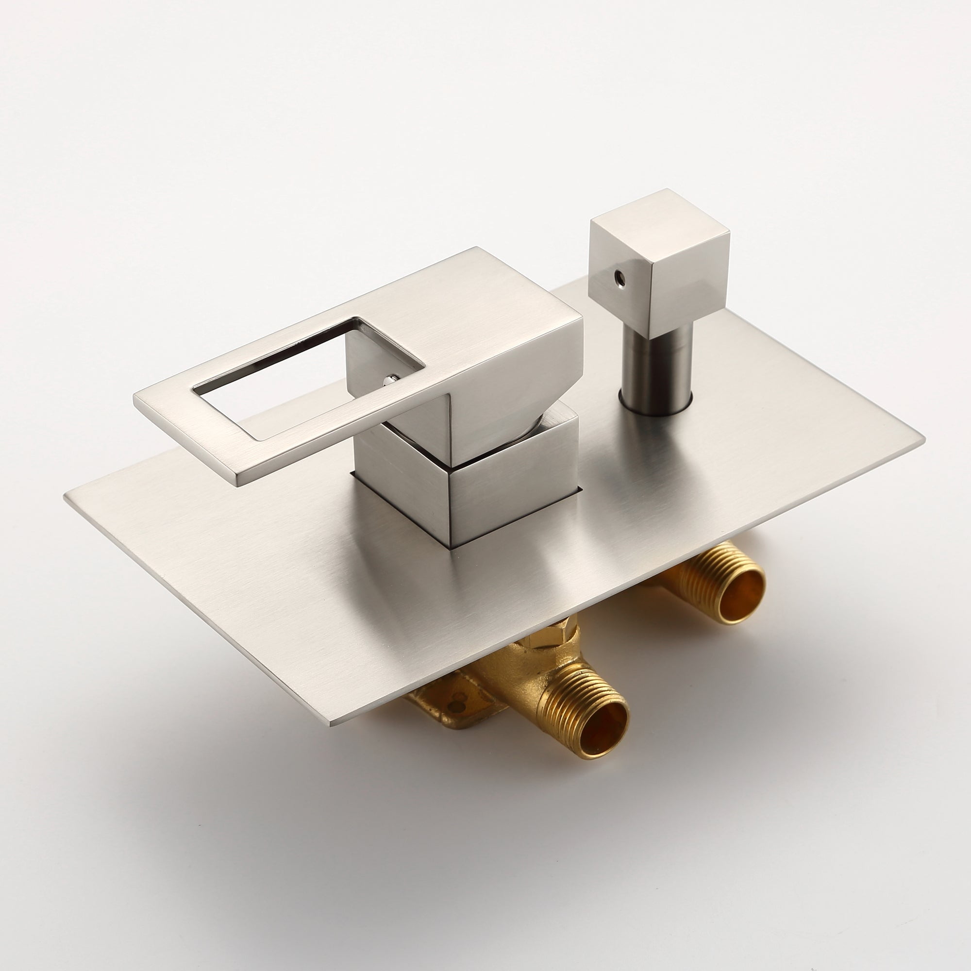 Shower System Brushed Nickel Tub Shower Combo Waterfall Spout Faucet with Pressure Balance Valve - Image 9