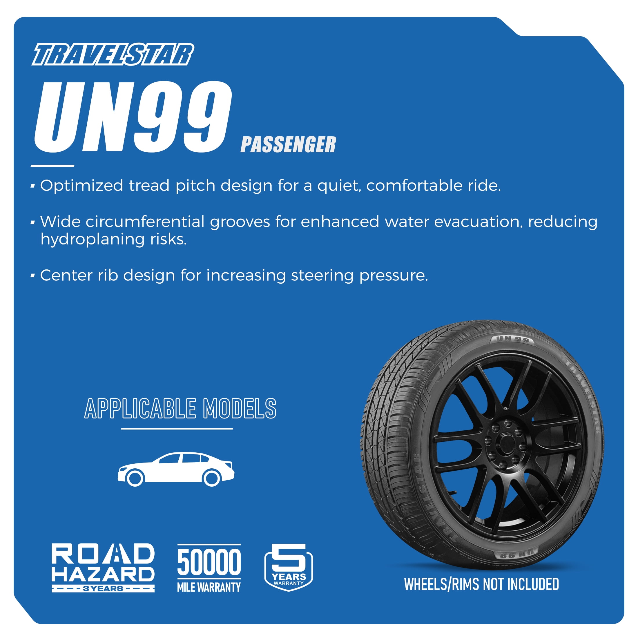 Travelstar UN99 All Season 195/60R15 88H Passenger Car Tire 195/60/15 (Tire Only) - Image 5
