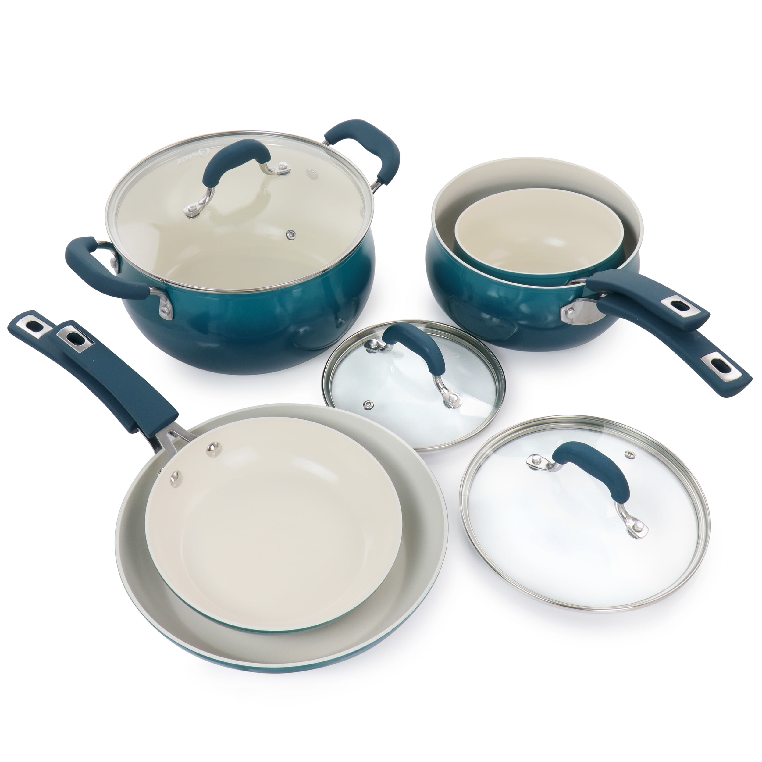 Oster Corbett 8Piece Teal Nonstick Cookware Set - Image 3