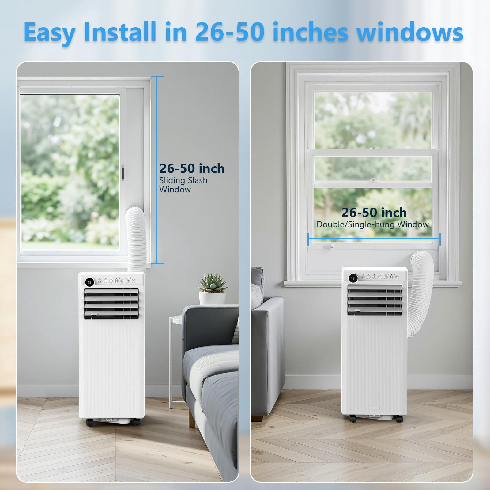 KISSAIR 10,000 BTU Portable Air Conditioner - Ultra Quiet 3-in-1 AC Unit with Dehumidifier & Fan, Cools Rooms Up to 450 Sq.Ft Fast, Includes Remote Control & 24H Timer, Easy Install(White ) - Image 4