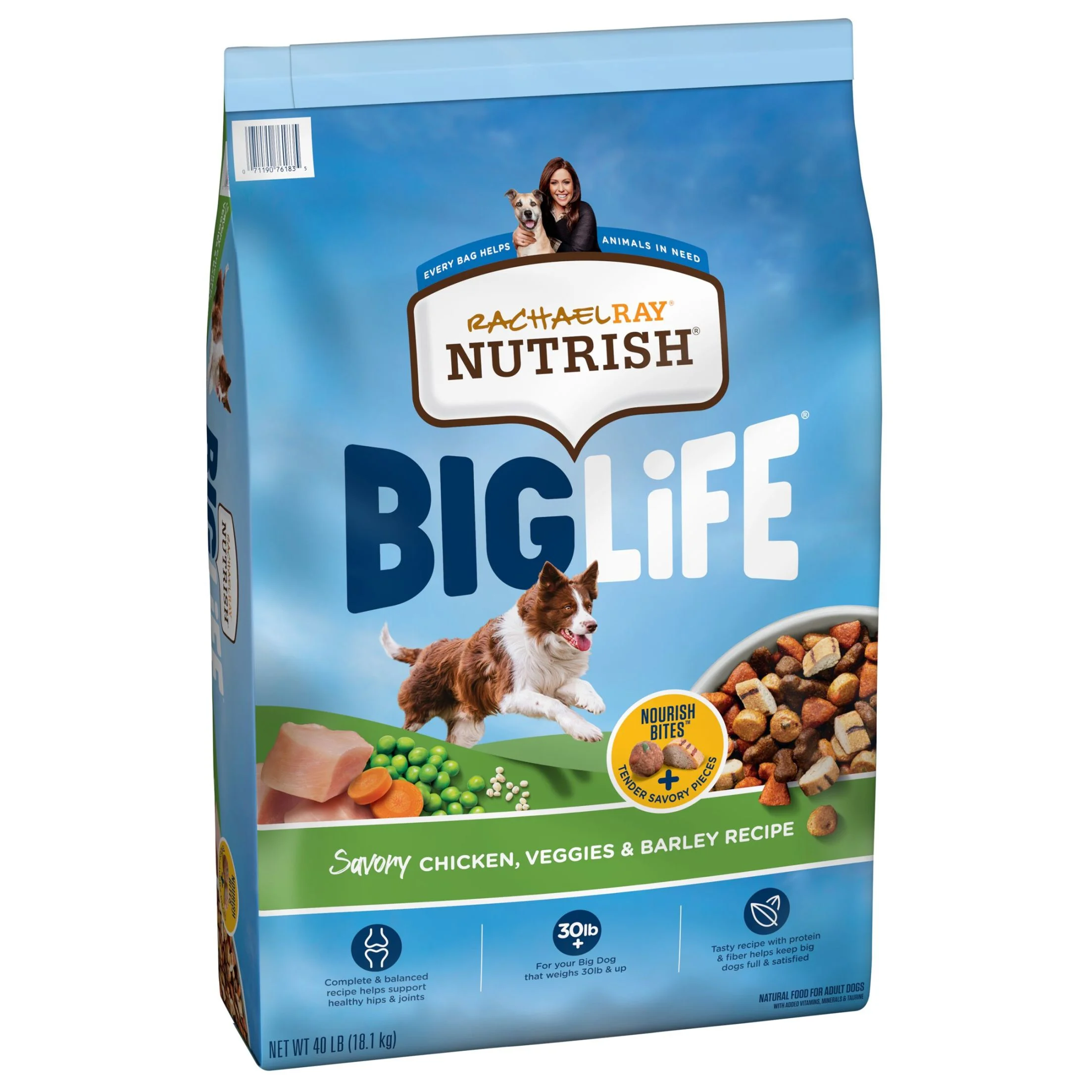 Rachael Ray Nutrish Big Life Savory Chicken, Veggies & Barley Recipe Dry Dog Food, 40 lb. Bag - Image 4