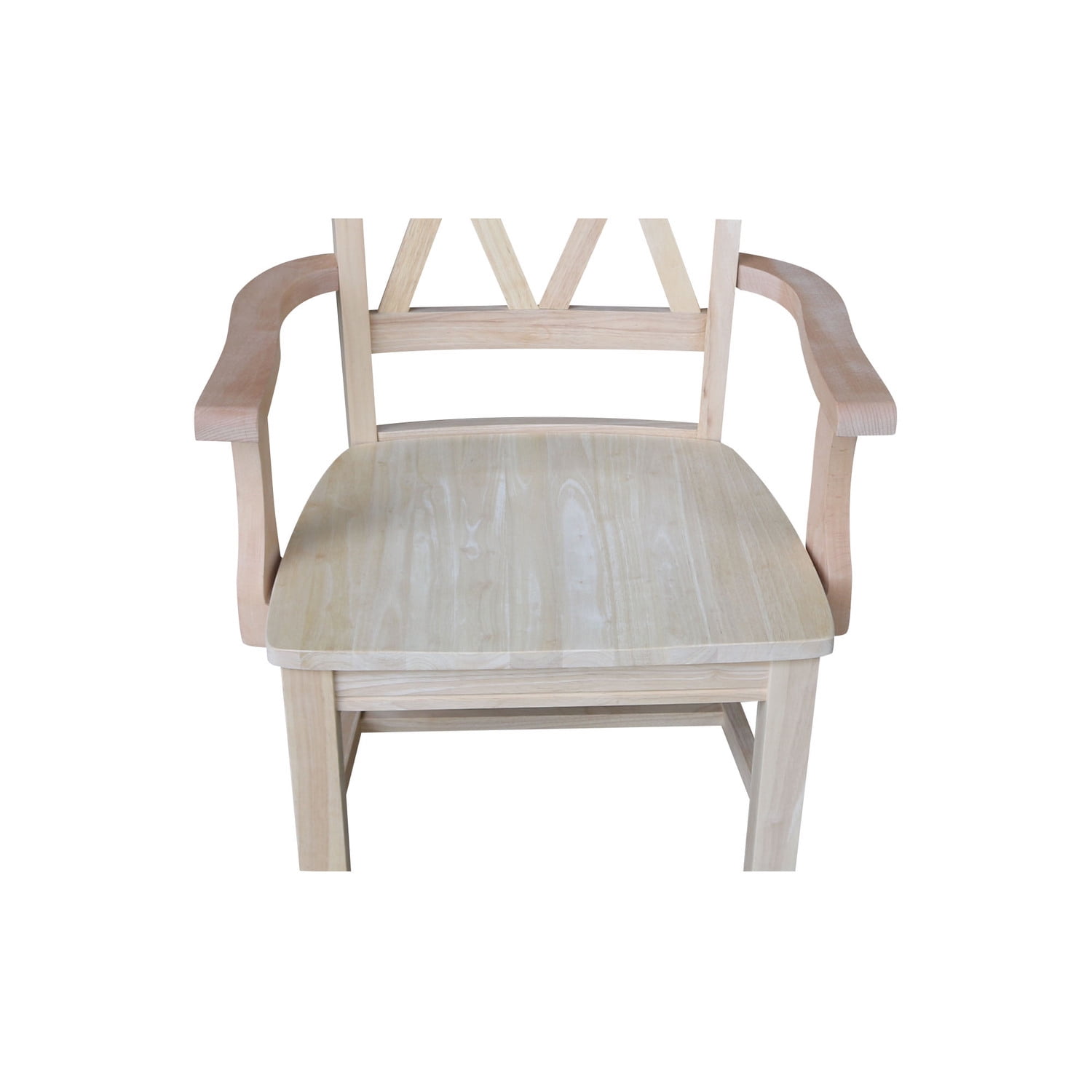 International Concepts Solid Wood Double X-Back Chair with Arms Ready to Finish - Image 3