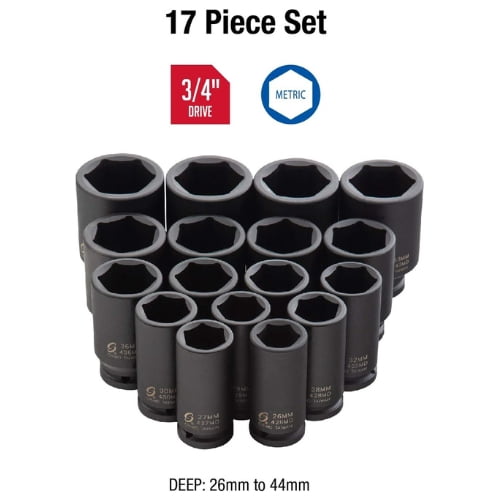 Sunex 17 PC 3/4" DR Metric Deep Impact Socket Set - Image 5
