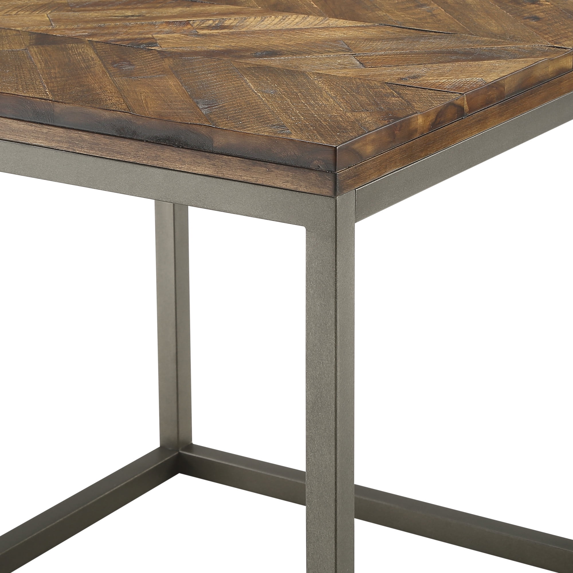Lorenza Square End Table in Brown Distressed Wood - Image 6