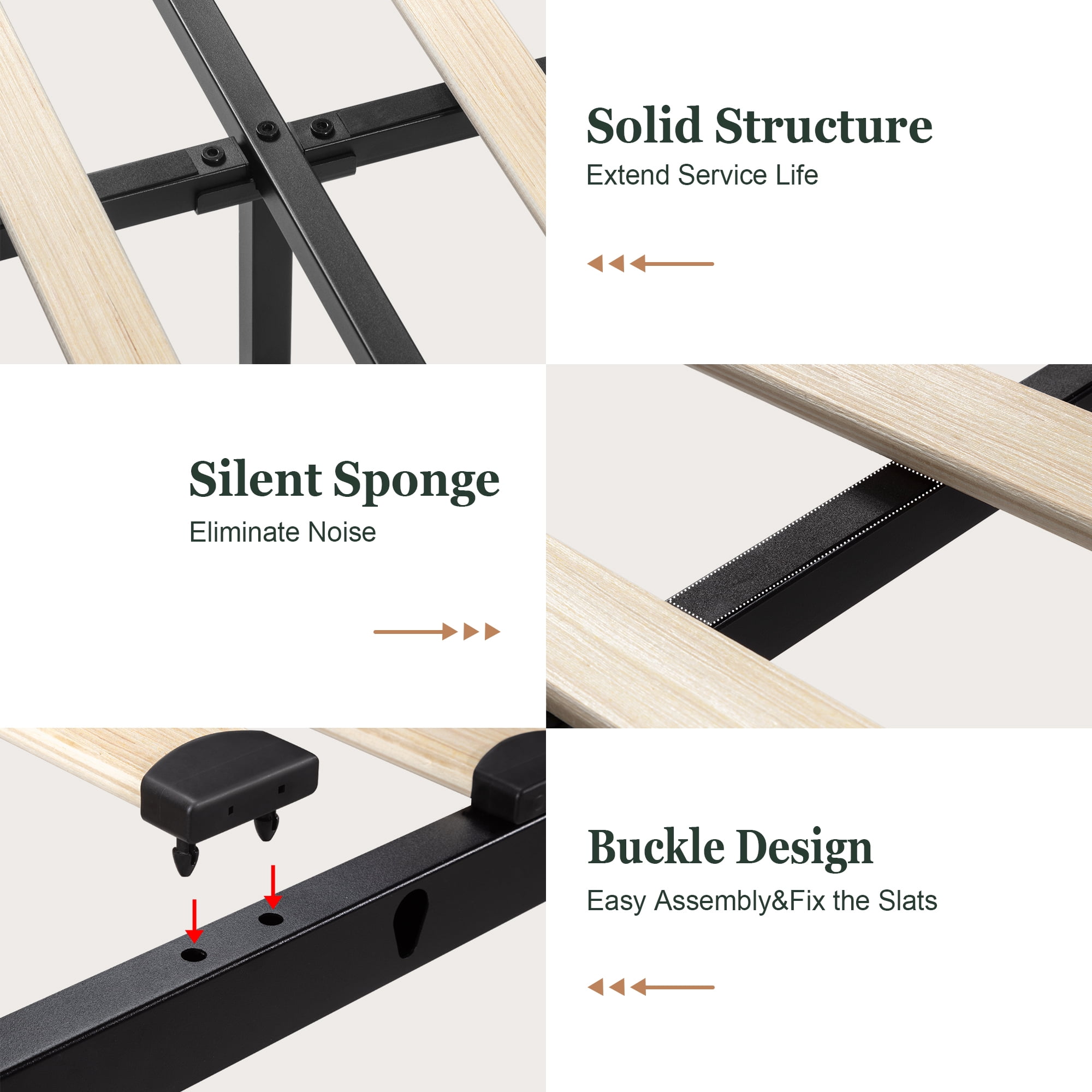 Amolife Queen Size Platform Bed Frame with Square-stitched Headboard and 4 Drawers, Dark Gray - Image 2