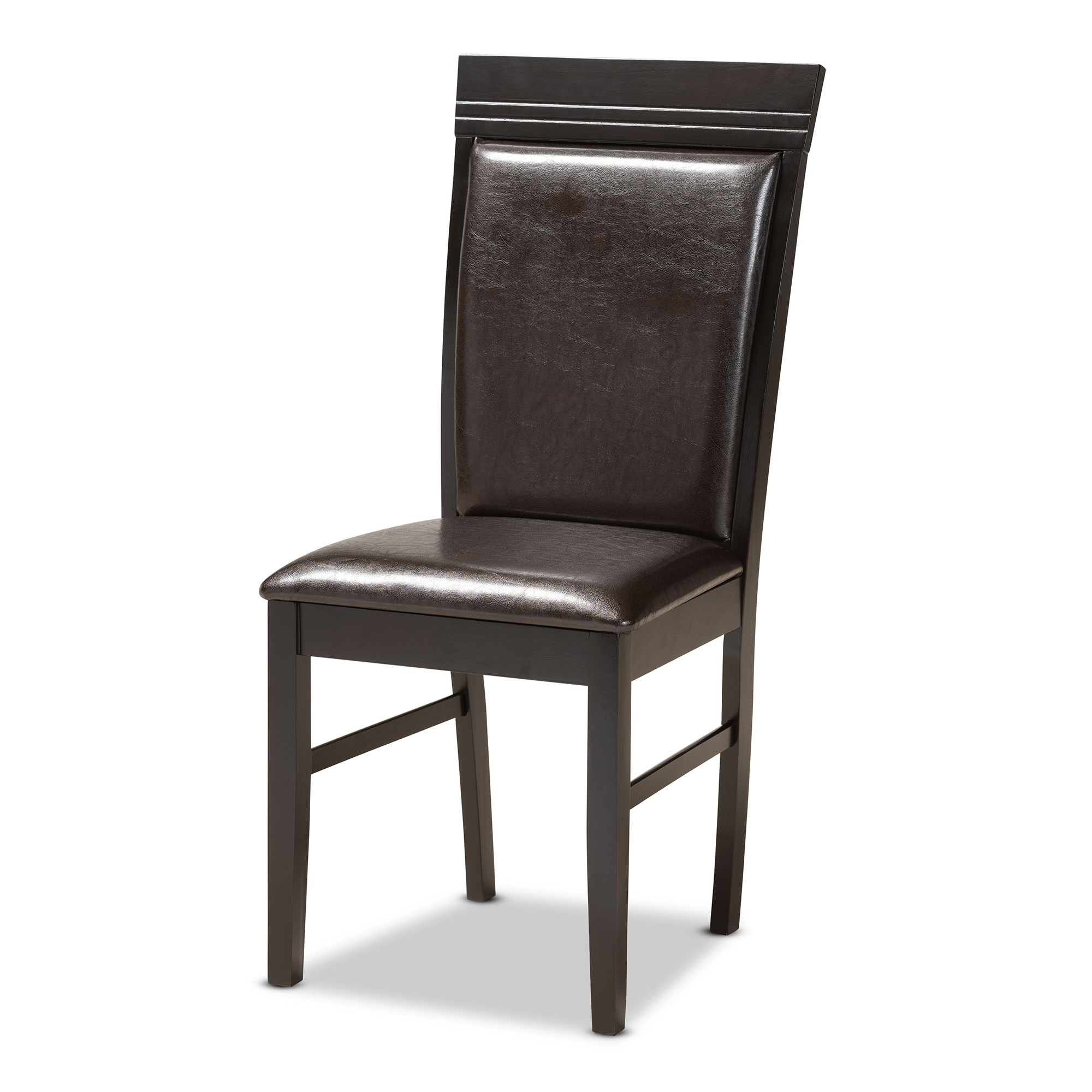 Baxton Studio Ancel Modern and Contemporary Dark Brown Faux Leather Upholstered and Dark Brown Finished Wood 5-Piece Dining Set - Image 5