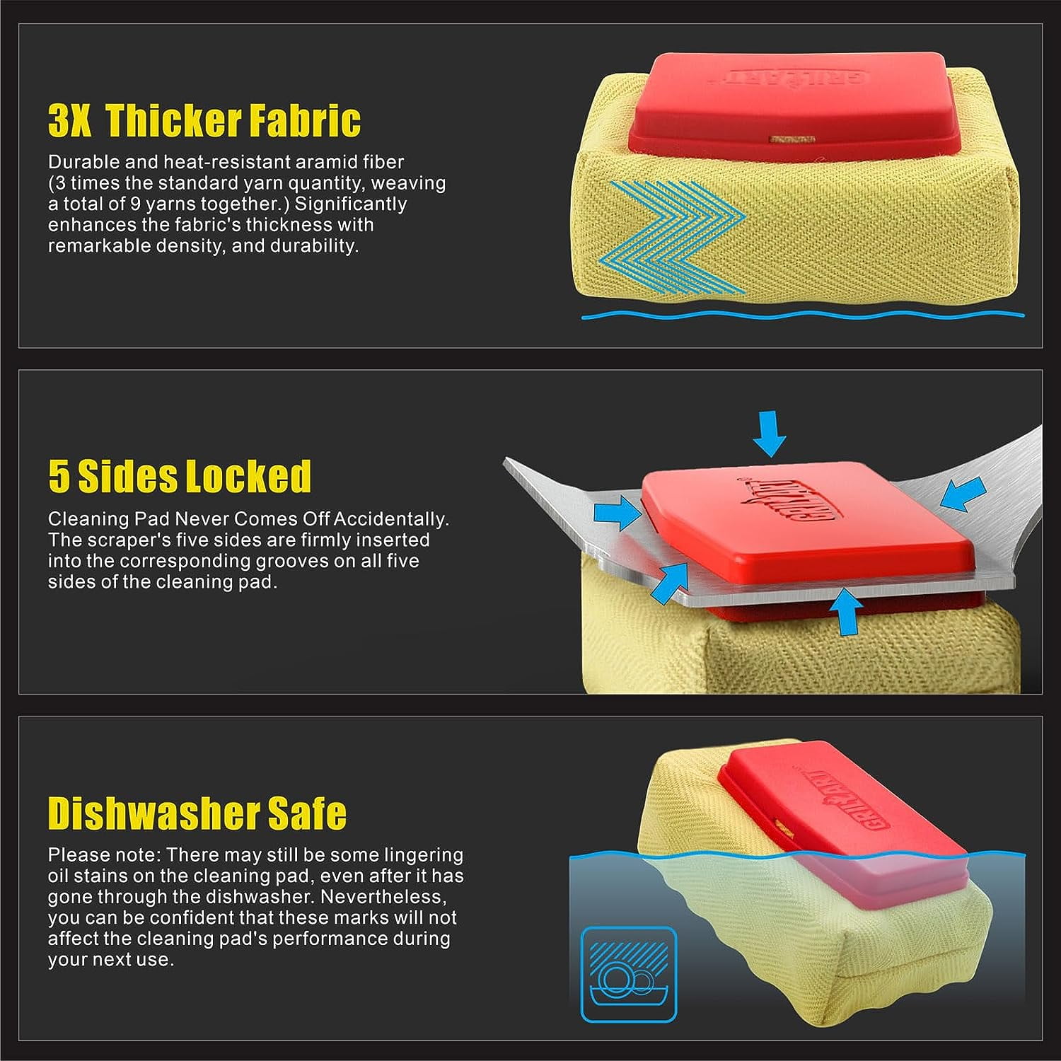 GRILLART Grill Brush Bristle Free. Upgraded BBQ Replaceable Cleaning Head, Unique Seamless-Fitting Scraper Tools for Cast Iron/Stainless-Steel Grates, Safe Barbecue Grill Cleaner-Red - Image 9