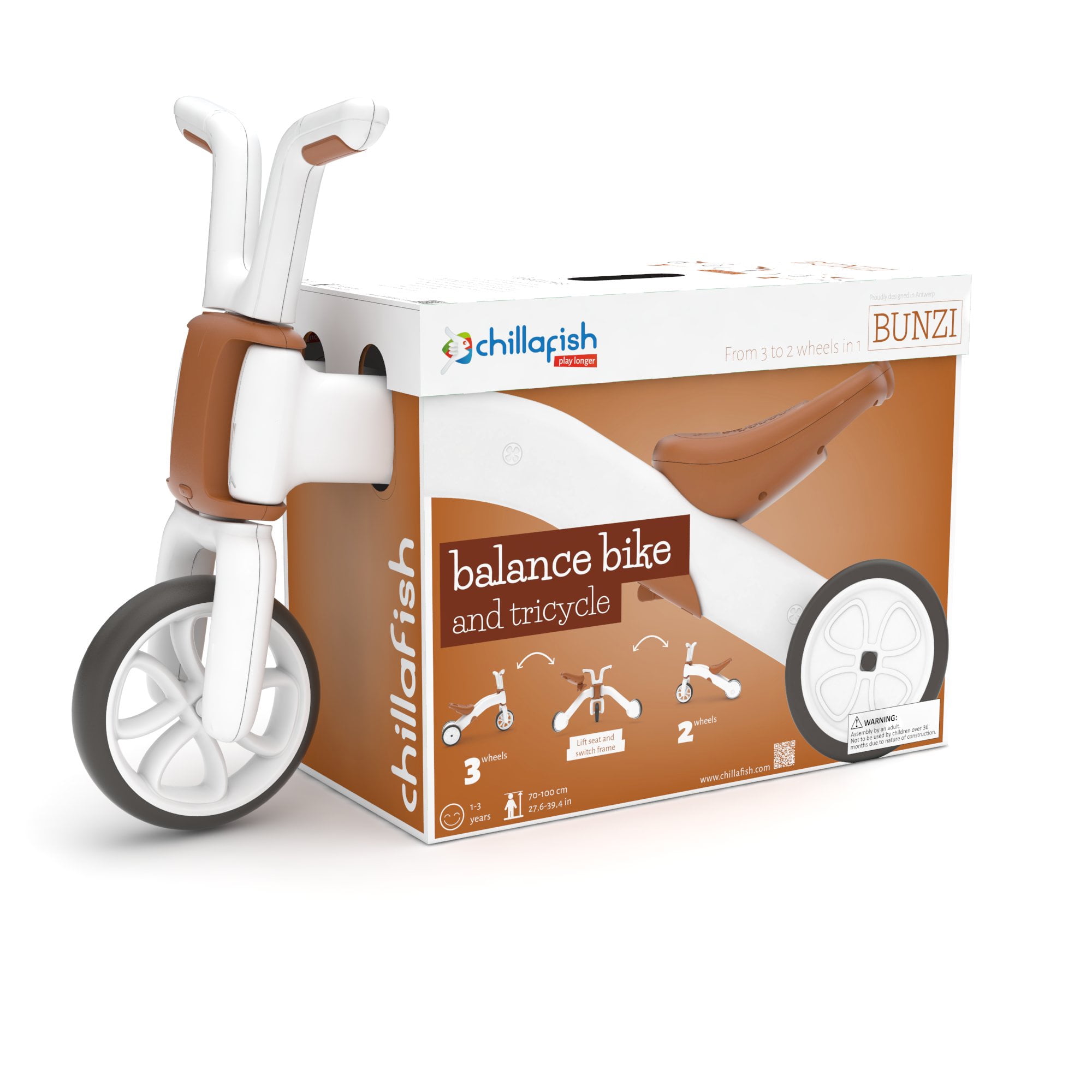 Chillafish Bunzi Gradual Balance Bike and Tricycle,6 inches, 2-in-1 Ride on Toy for 1-3 Years Old, Silent Non-Marking Wheels, Camel - Image 7
