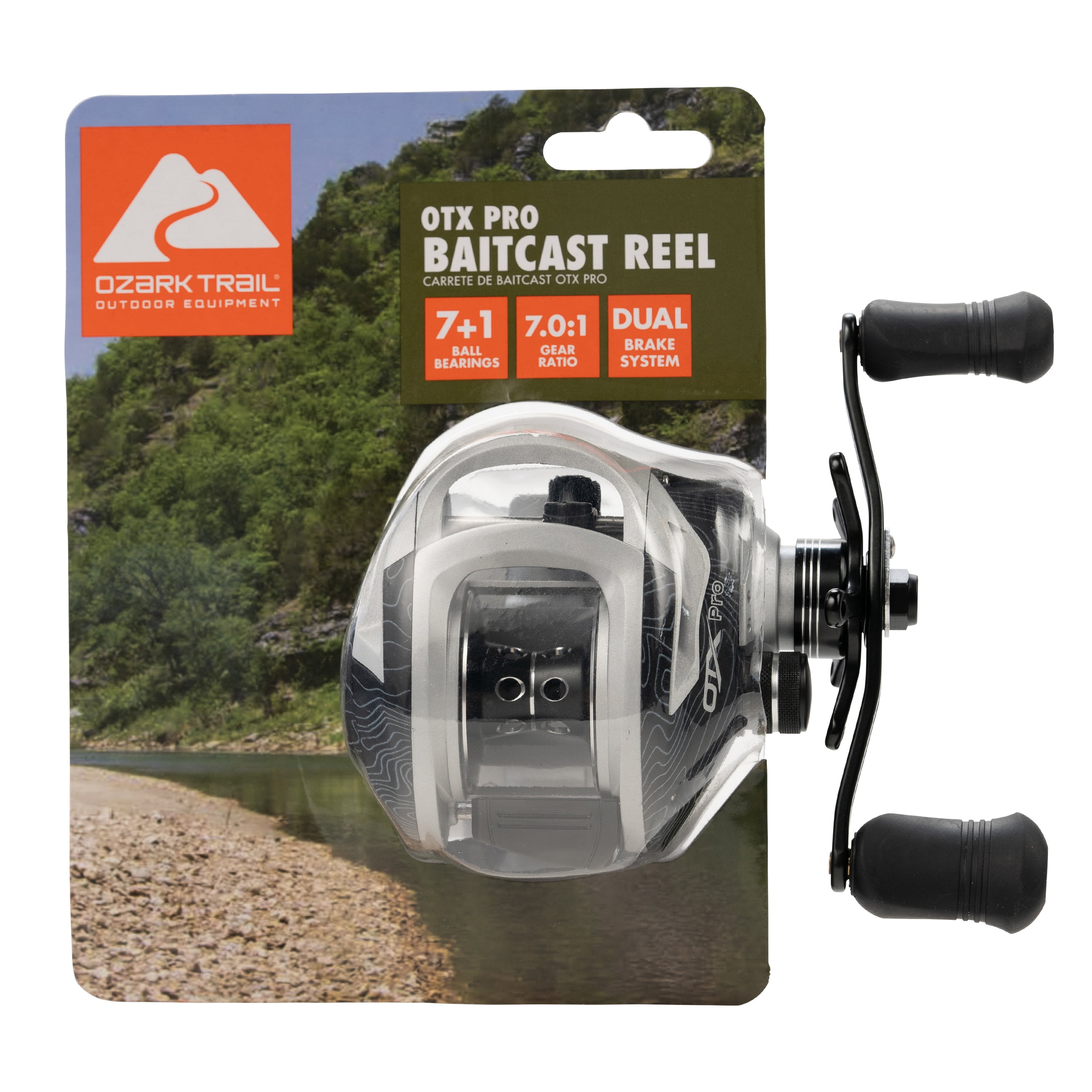 Ozark Trail OTX Pro Baitcast Fishing Reel, Black - Lightweight Graphite Frame and Cover, 7+1 Ball Bearings - Image 2