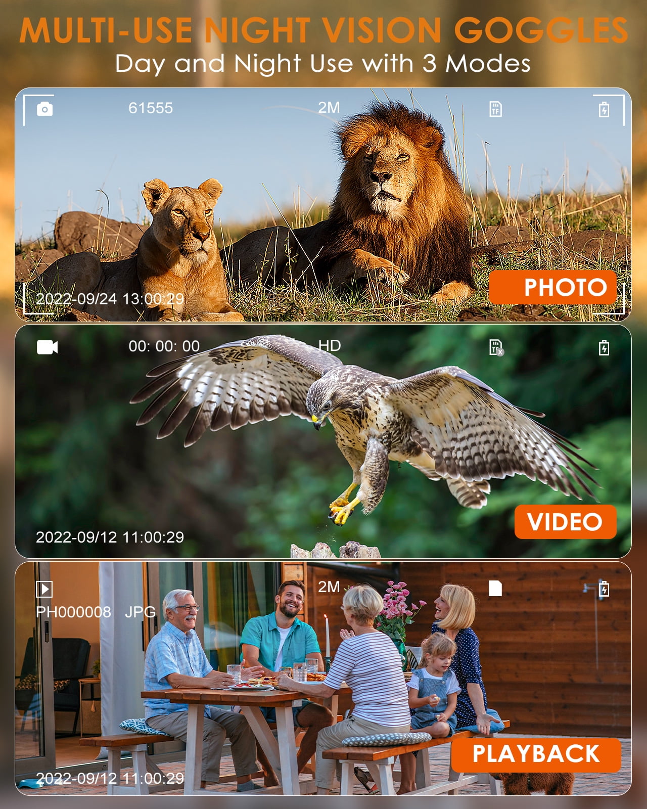 4K Night Vision Binoculars, Ruaiok HD Digital Infrared Night Vision Goggles, 984ft 7-Gea 8X Digital Zoom Night Vision for Complete Darkness - Image 5