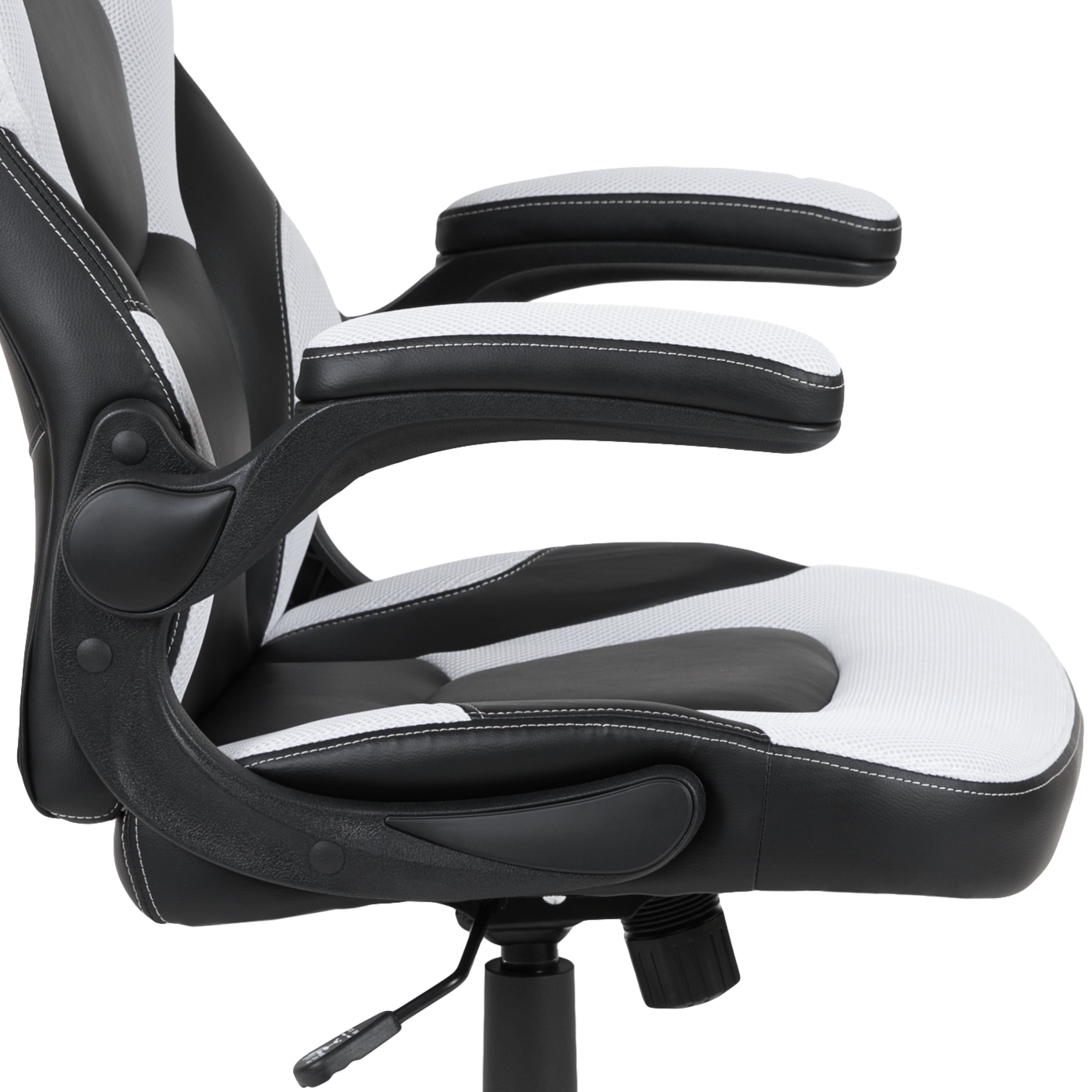Flash Furniture Optis Black Gaming Desk and White/Black Racing Chair Set with Cup Holder, Headphone Hook, and Monitor/Smartphone Stand - Image 2