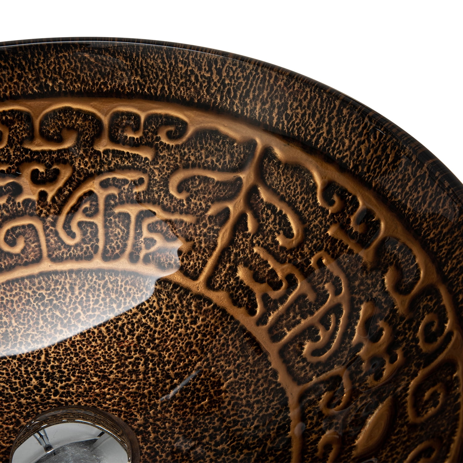 Vinnova Enna 16.5in Antique Bronze Finish Glass Round Over-Mounted Bathroom Vanity Vessel Sink Bowl - Image 4