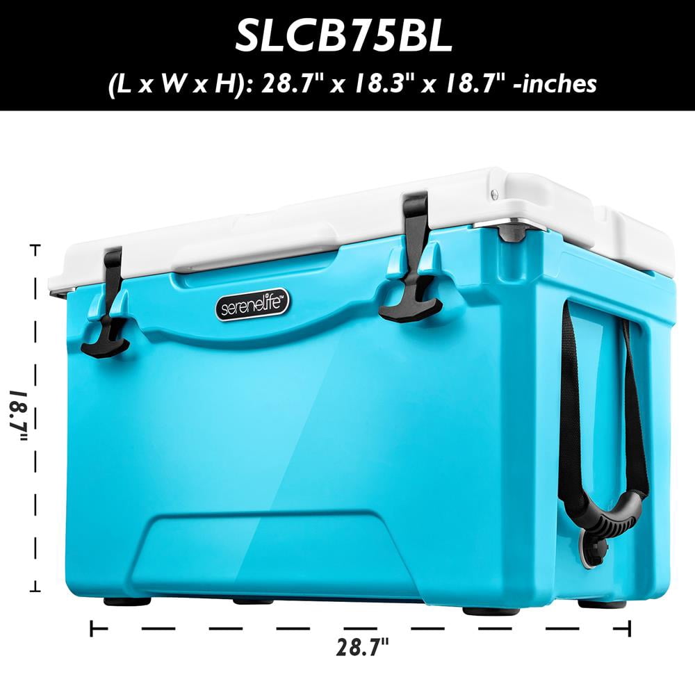 SereneLife 75 Quart Portable Cooler Box Lightweight Heavy-Duty Travel Ice Cooler W/ Handles, (Blue) - Image 2