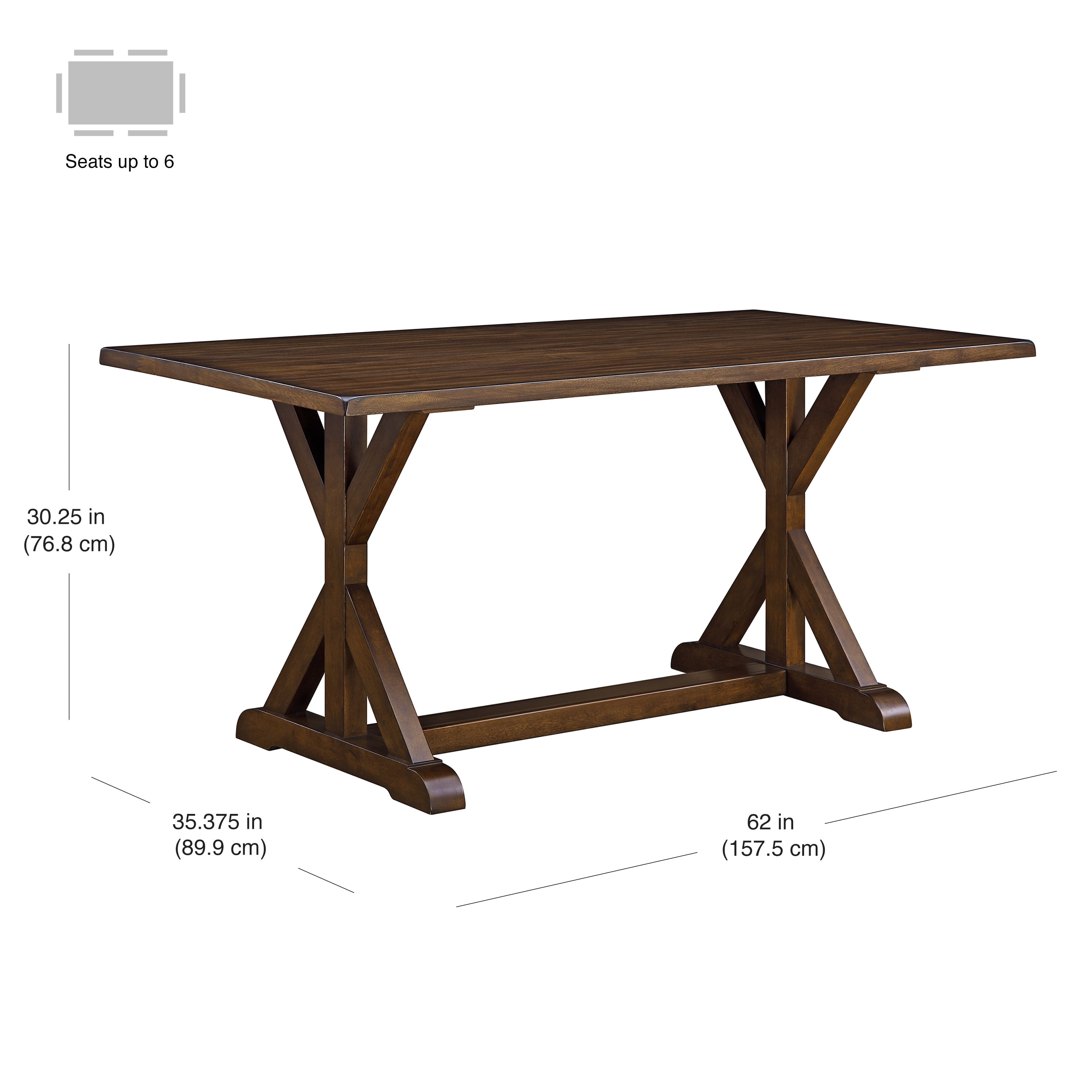 Better Homes & Gardens Granary Modern Farmhouse Dining Table, Dark Brown - Image 8