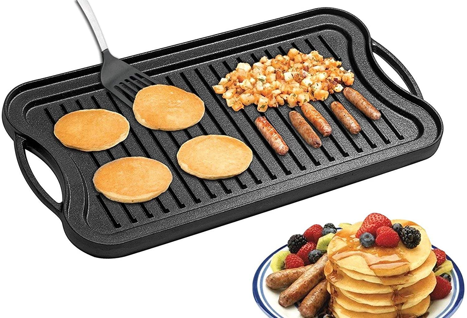 Bruntmor Pre-Seasoned 10.4'' Cast Reversible Griddle - Image 8
