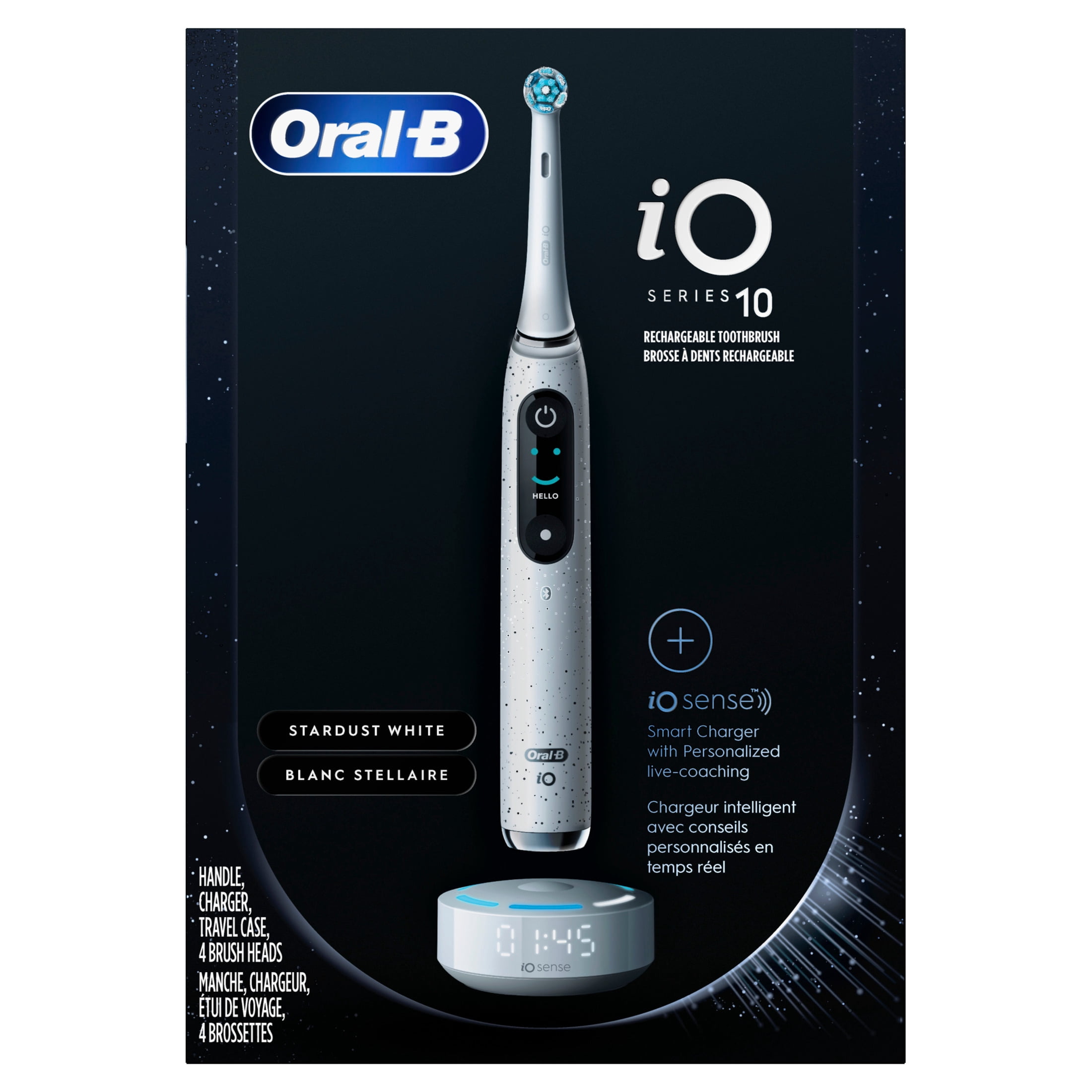 Oral-B Toothbrush, iO Series 10 Rechargeable Electric Toothbrush with (2) Ultimate Clean and (2) Gentle Care Replacement Brush Heads, Black, and Charger - Image 5