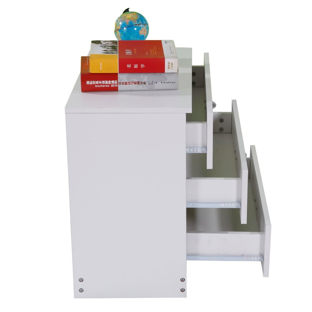 Zimtown MDF Wood Simple 3-Drawer Nightstands Drawer Dresser White - Image 5