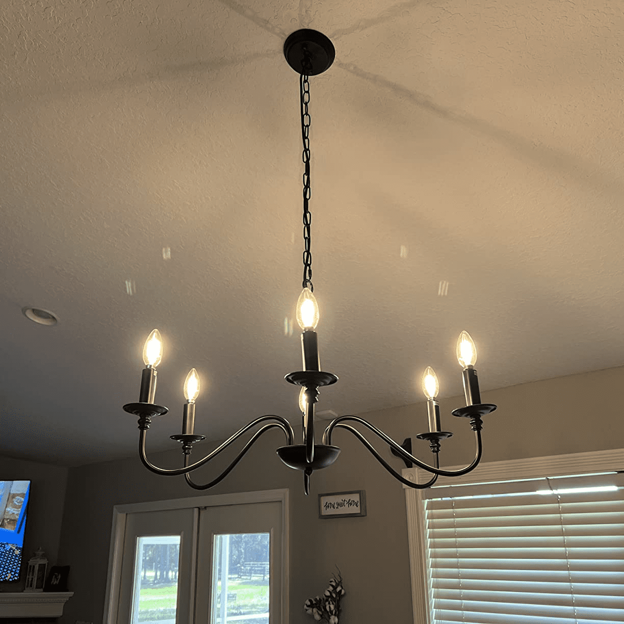 DingLiLighting 6 Light Farmhouse Chandelier Candle Stick Chandeliers Modern Black Pendant Light for Kitchen Island Industrial Iron Chandelier for Living Room Foyer Dining - Image 3