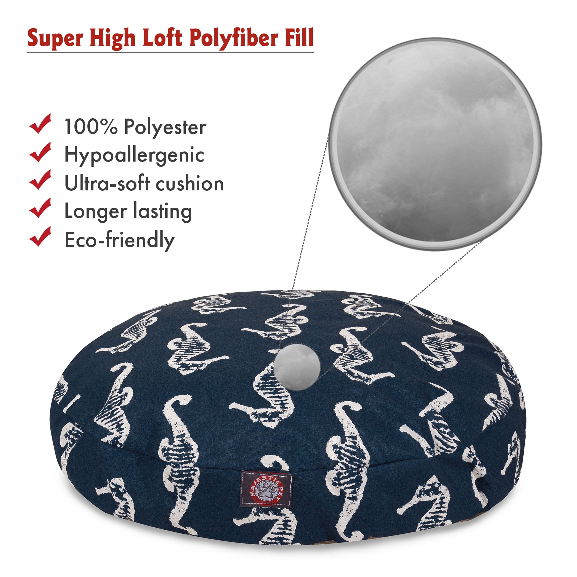 Majestic Pet | Sea Horse Round Pet Bed For Dogs, Removable Cover, Navy, Large - Image 6