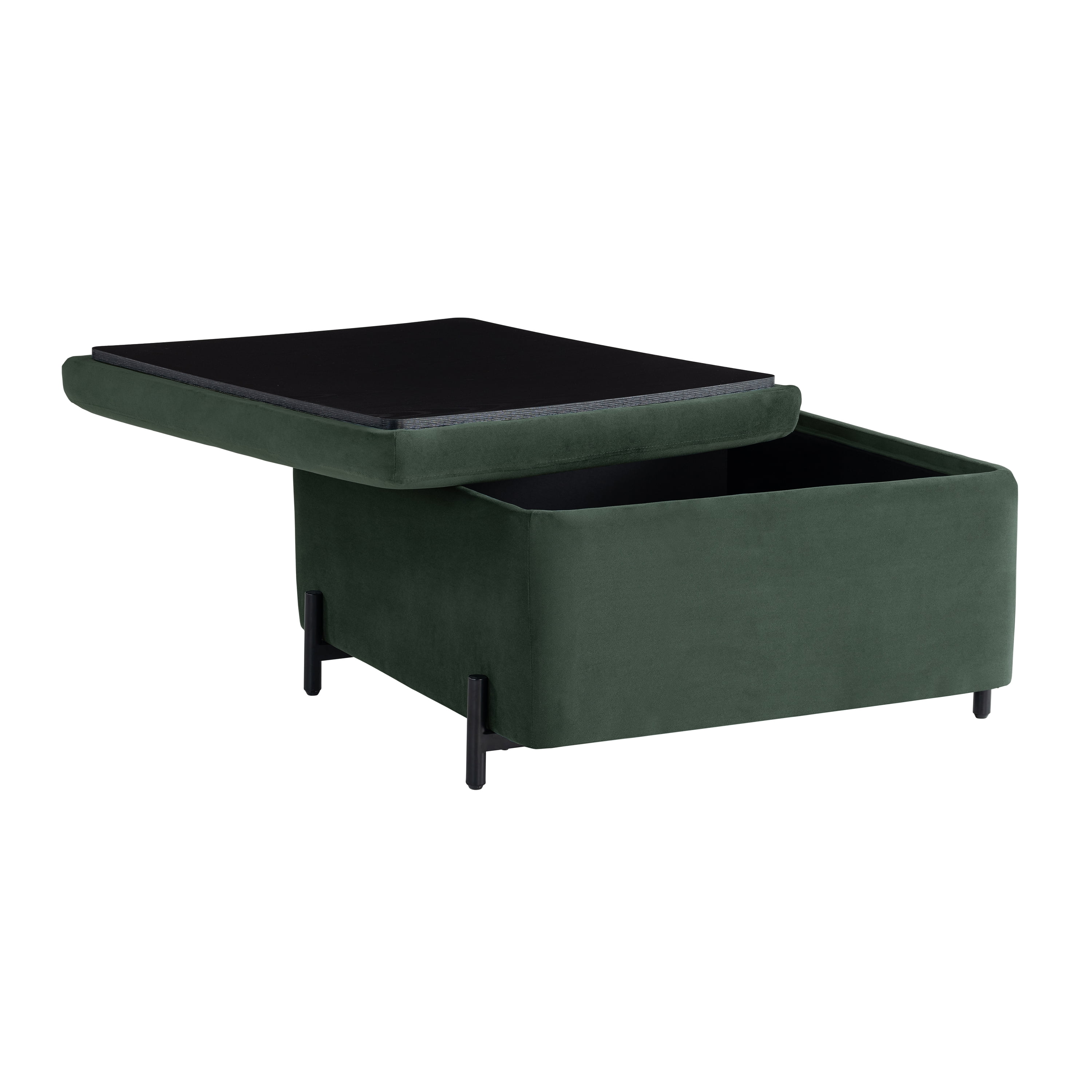 Studio Living Kingston Modern Large Storage Ottoman, Green Velvet Fabric - Image 19