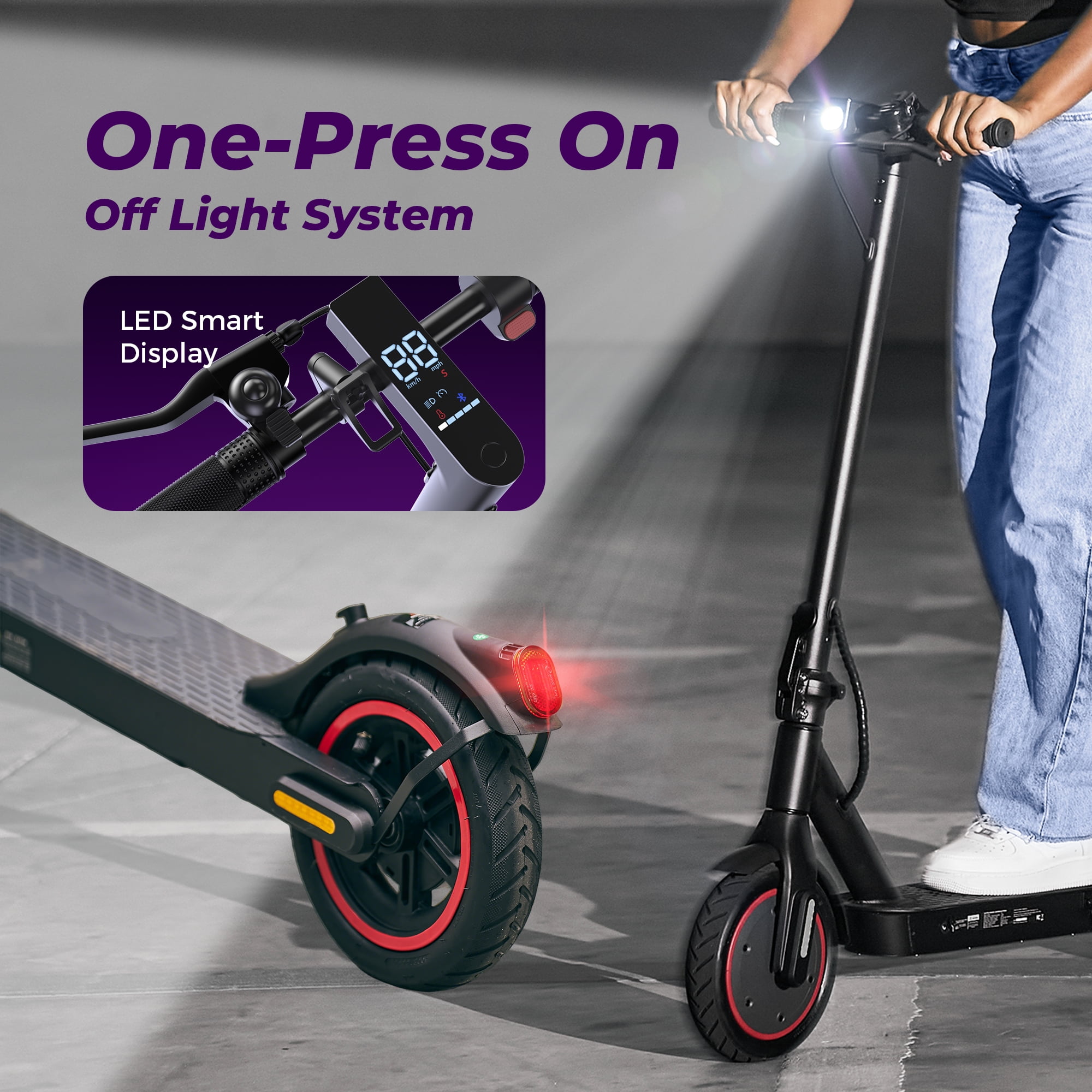 iScooter Electric Scooter for Adults, 21 Miles Max Range with 18 MPH Top, 350W Foldable Commuting Electric Scooter with 3 Speed & Cruise Control Escooter for Teens - Image 9