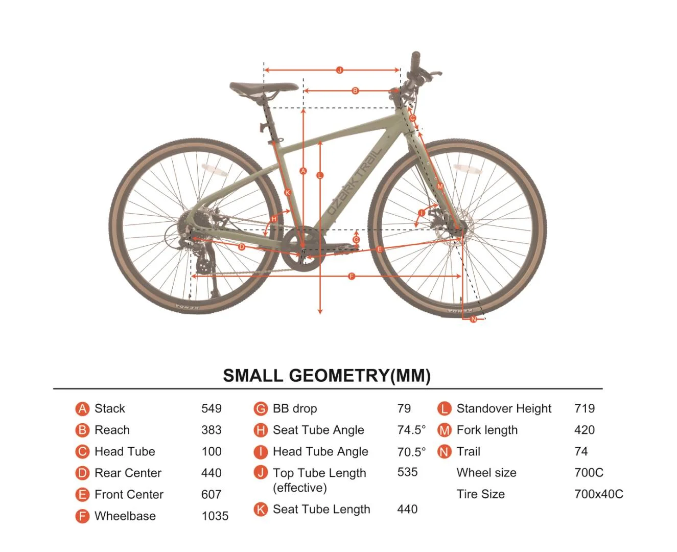 Ozark Trail 700C G.1 Explorer Flat Bar Gravel Bike, Small Frame, Fits Riders 5'1" - 5'5", Green, Adult, Unisex - Image 2