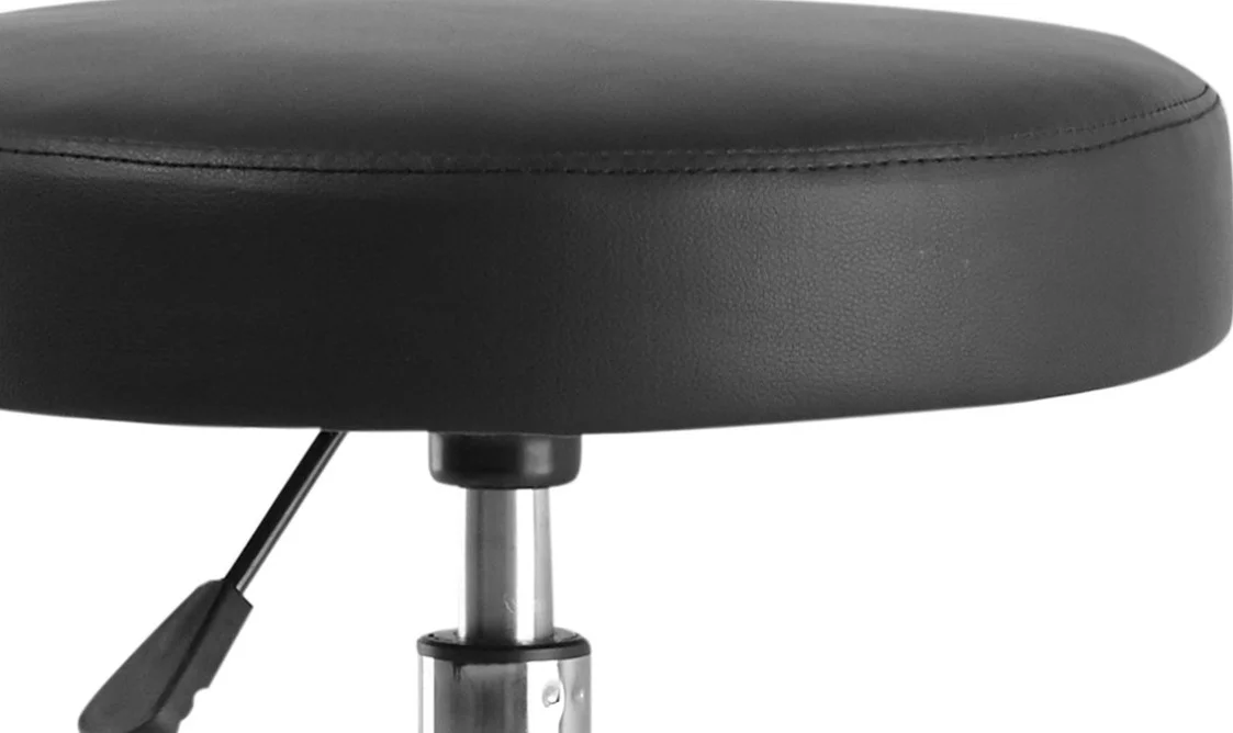 Mainstays Round Faux Leather Rolling Office Stool, Black, Polyester - Image 2