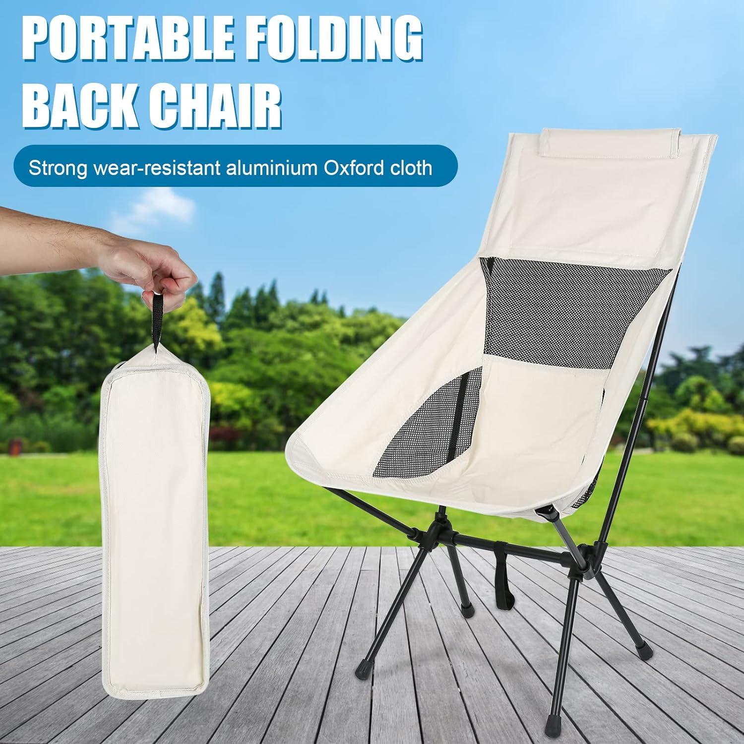 GVDV High Back Camping Chair, Lightweight Camping Chair with Headrest, Stable Portable Folding Chair for Outdoor Camp, Hiking, Backpacking - Image 8