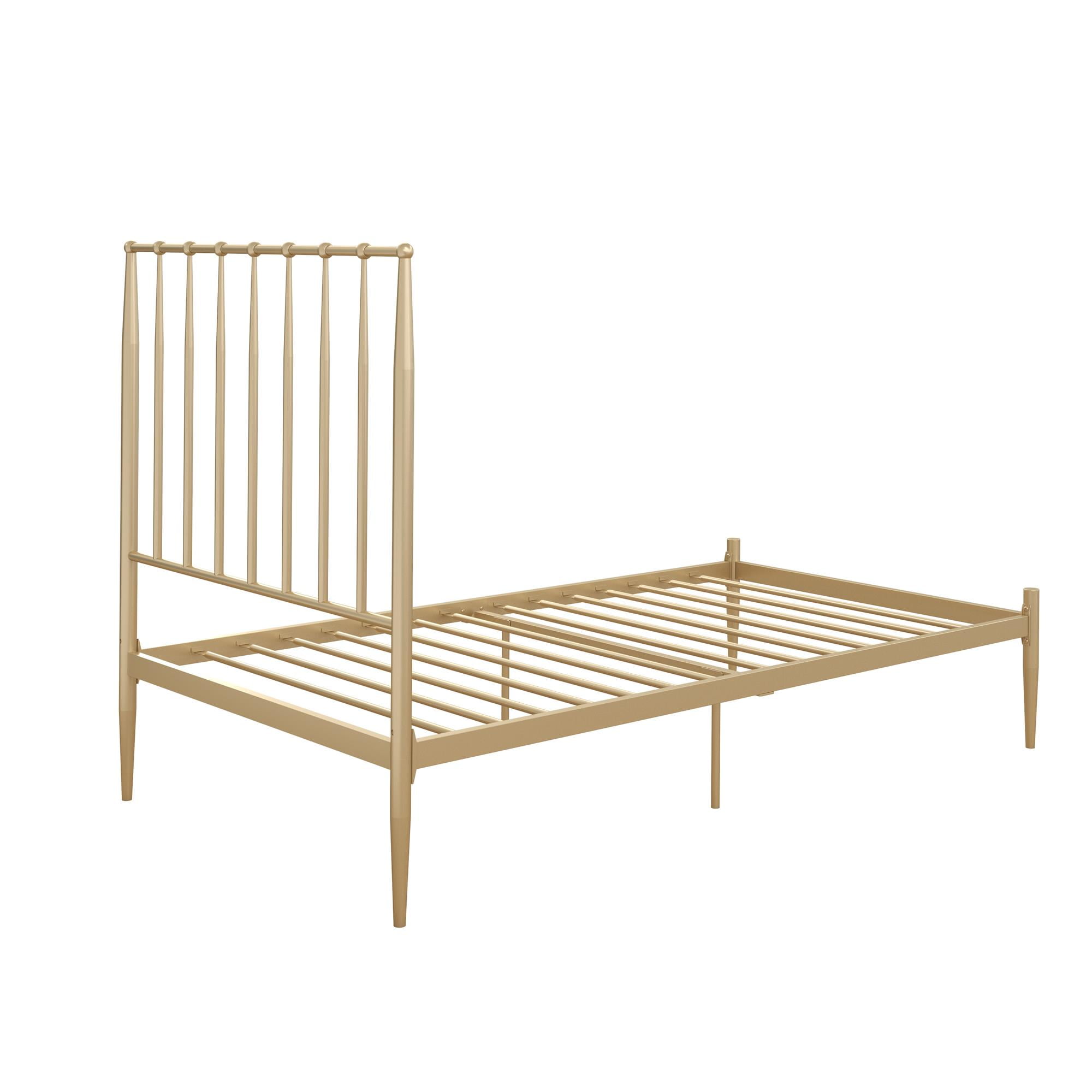 DHP Giulia Metal Platform Bed with Headboard and Underbed Storage Space, Twin, Gold - Image 11