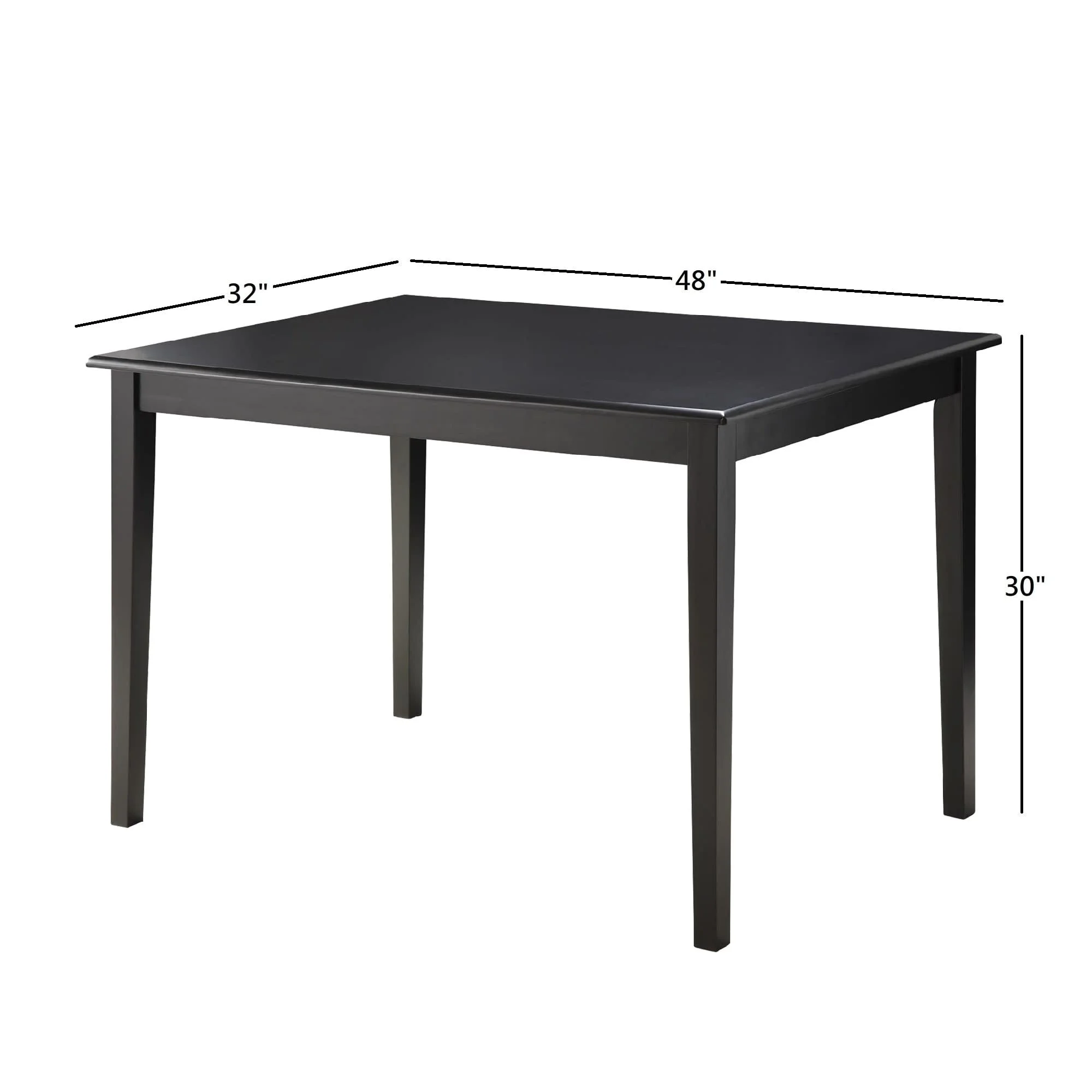 Weston Home Lexington 48" Rectangular Wood Dining Table, Black - Image 3