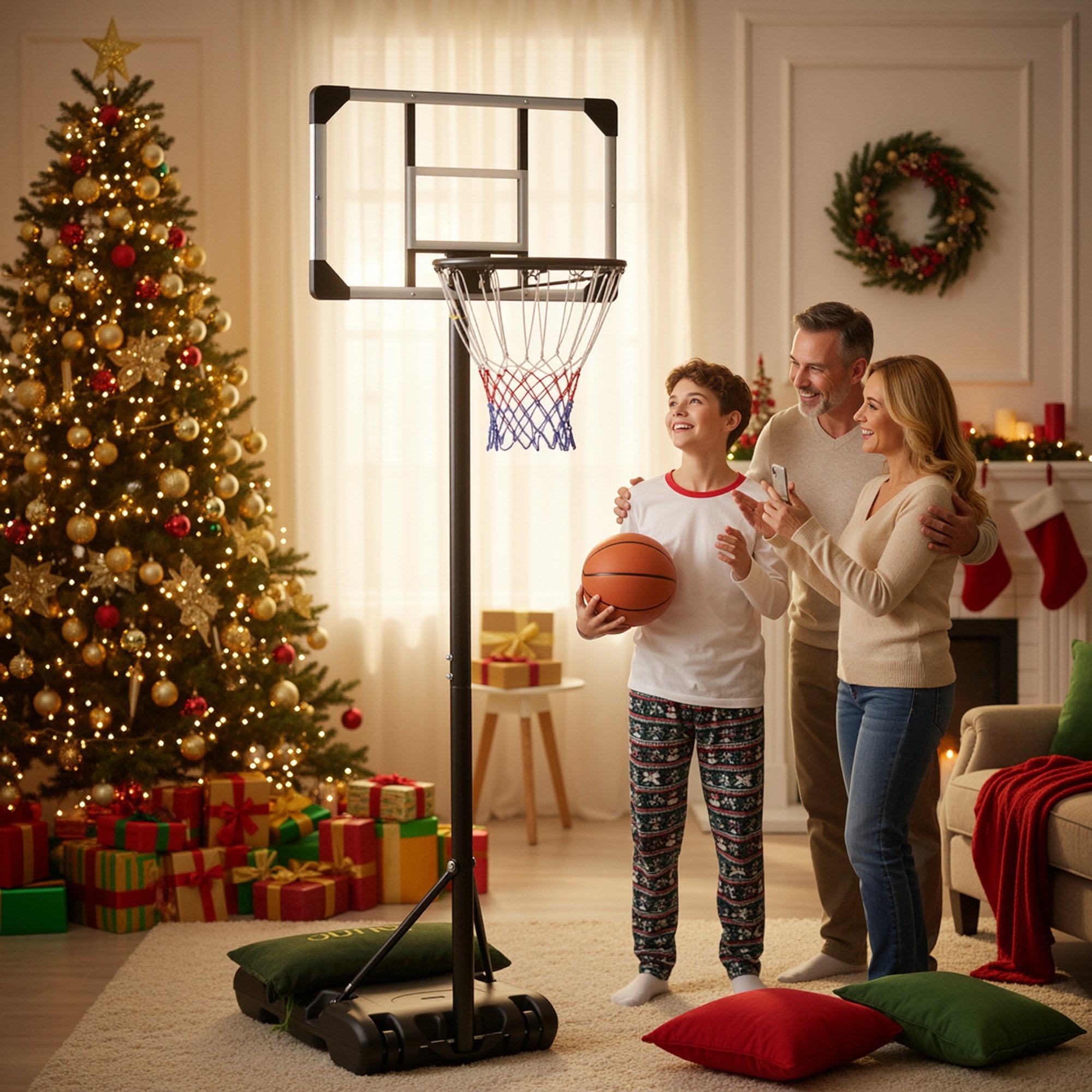 Naipo 28in Basketball Hoop Basketball Goal System Height Adjustable 5.1ft to 7ft Court for All Age Ranges Indoor Outdoor Use - Image 12